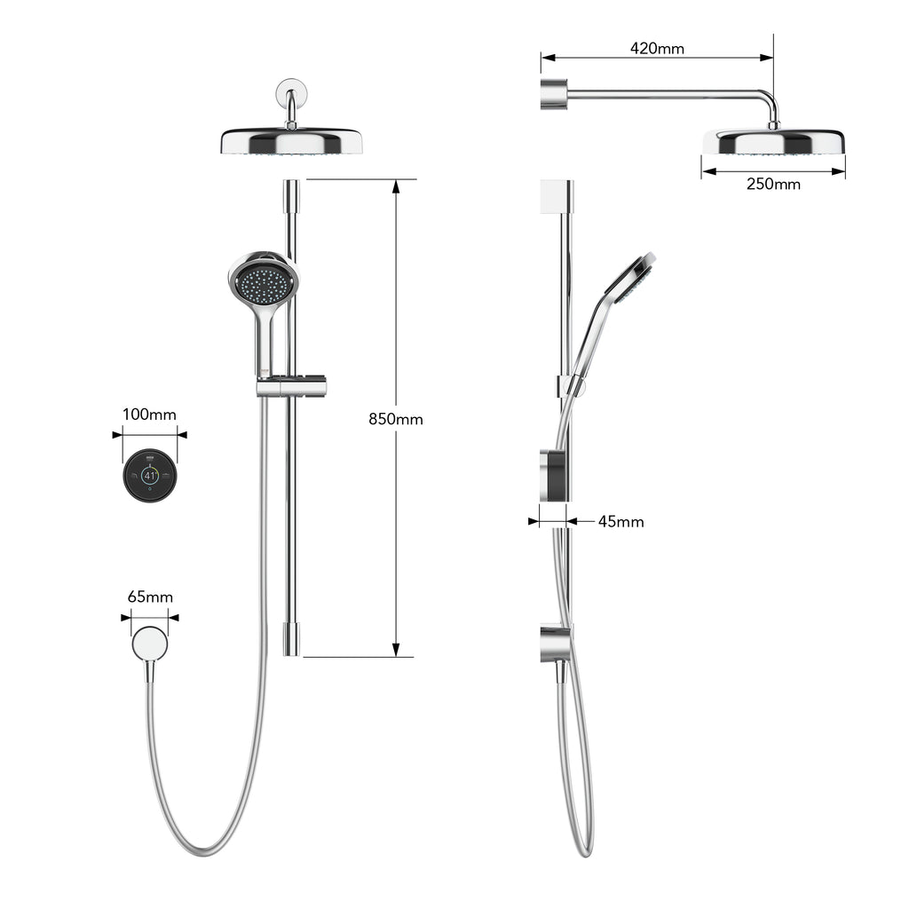 Mira Platinum - Dual Rear Fed Digital Shower, High Pressure/Combi Boiler (1.1981.002)