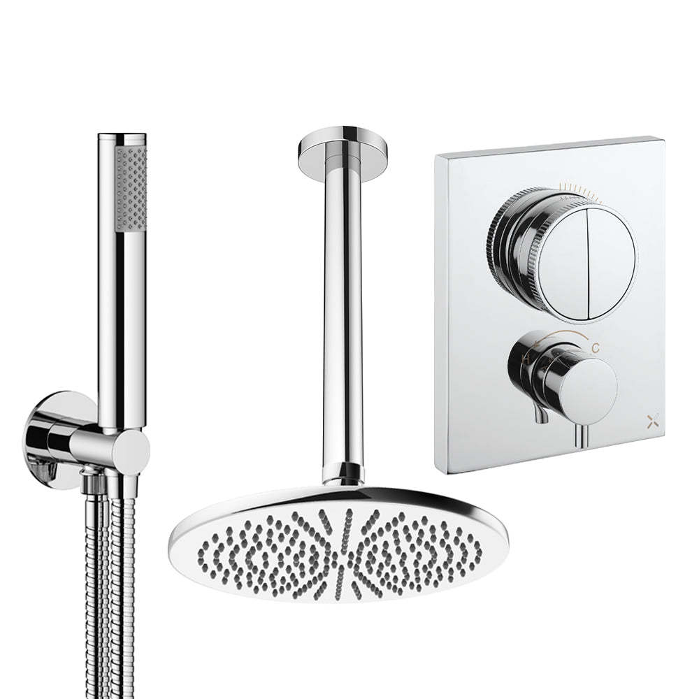 Crosswater Push Shower Set 1 Chrome 300mm Ceiling Mounted (Excluding Crossbox)
