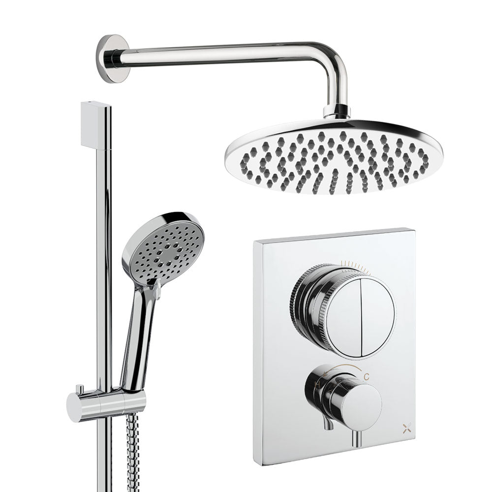 Crosswater Push Shower Set 2 Chrome 200mm