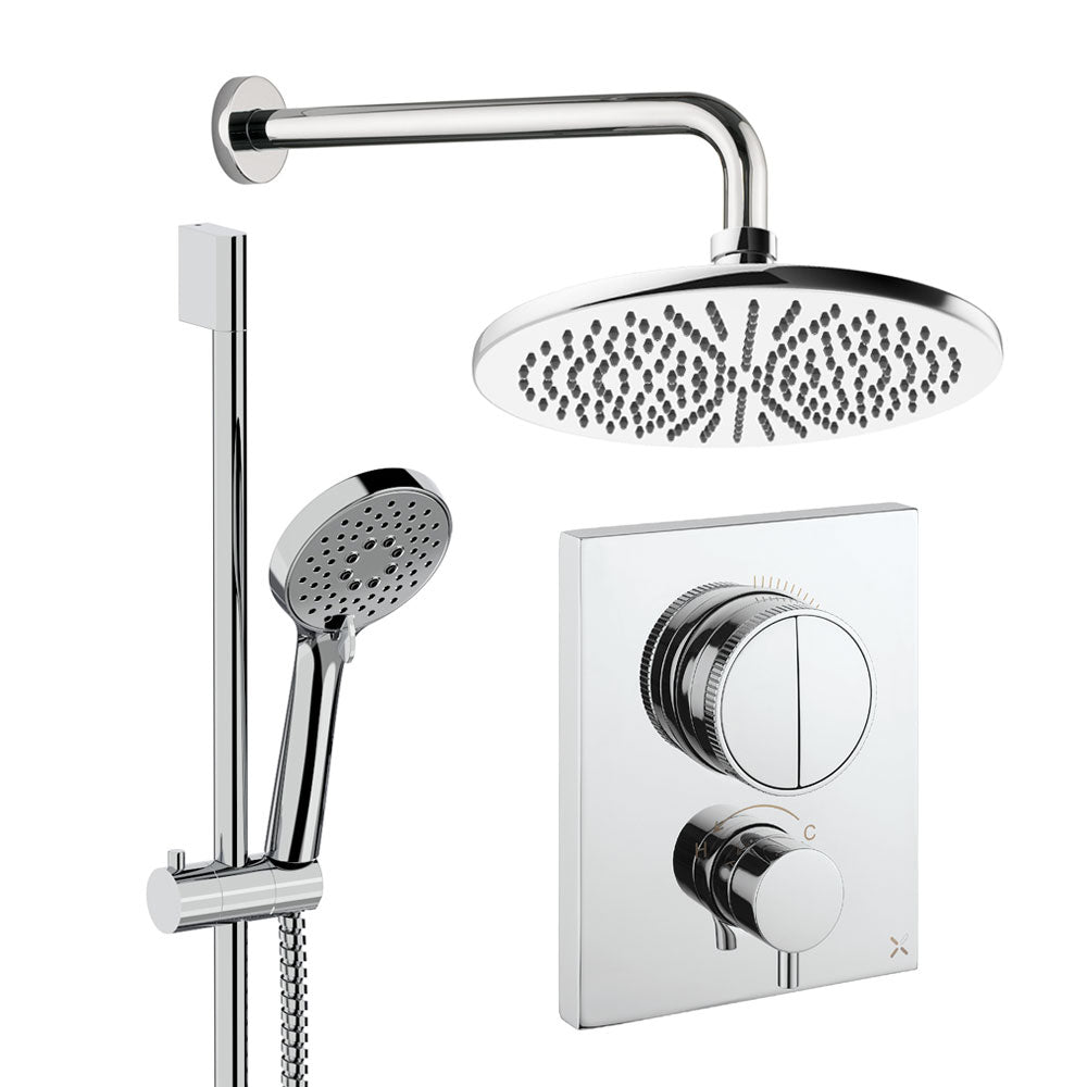 Crosswater Push Shower Set 2 Chrome 300mm