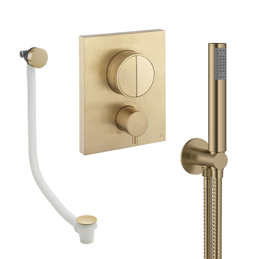 Crosswater Push Shower Set 3 Brushed Brass