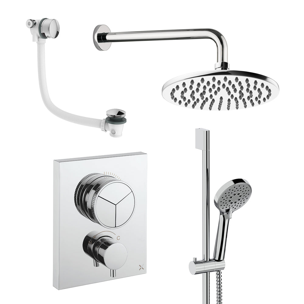 Crosswater Push Shower Set 8 Chrome 200mm