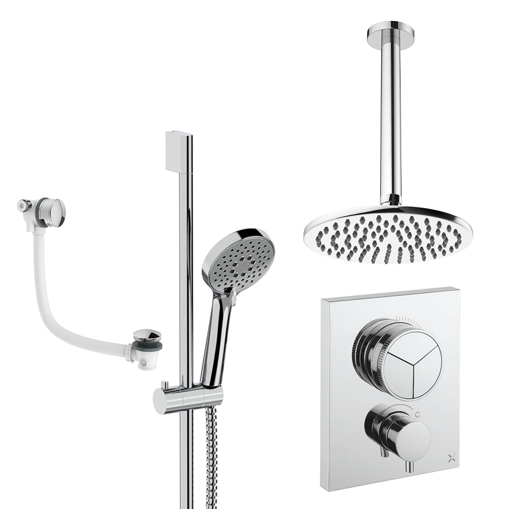 Crosswater Push Shower Set 8 Chrome 200mm Ceiling Mounted