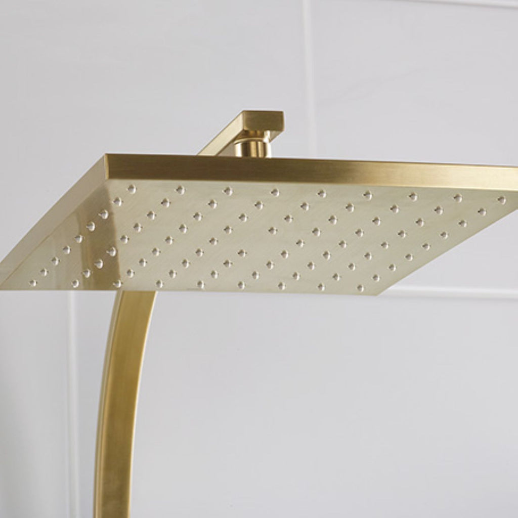 Bristan Qubo Safe Touch Thermostatic Dual Outlet Shower Brushed Brass QB SHXDIVCTFF BB.