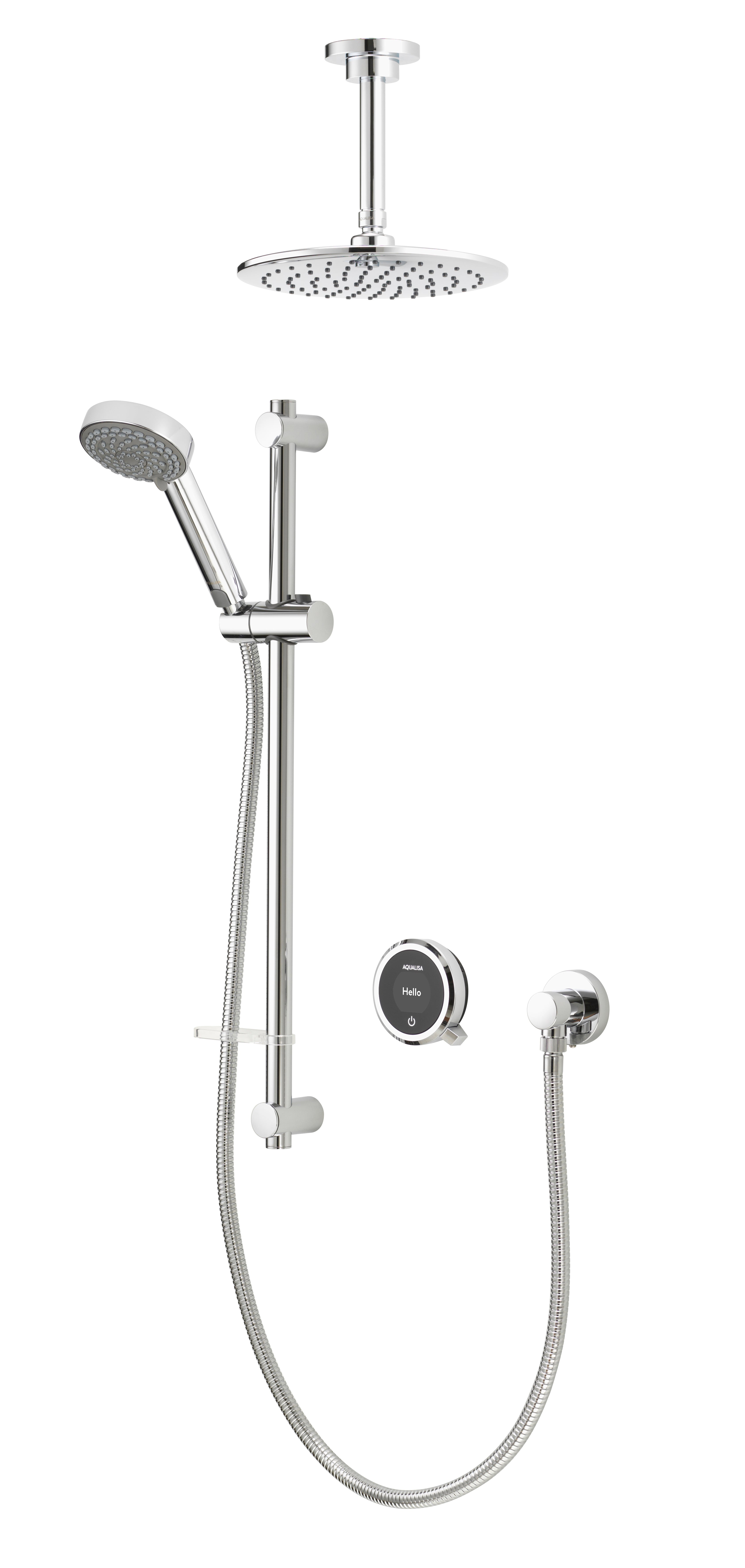 Aqualisa Quartz Touch Smart Divert Concealed Adjustable & Fixed Ceiling Head (Gravity Pumped) QZST.A2.BV.DVFC.20