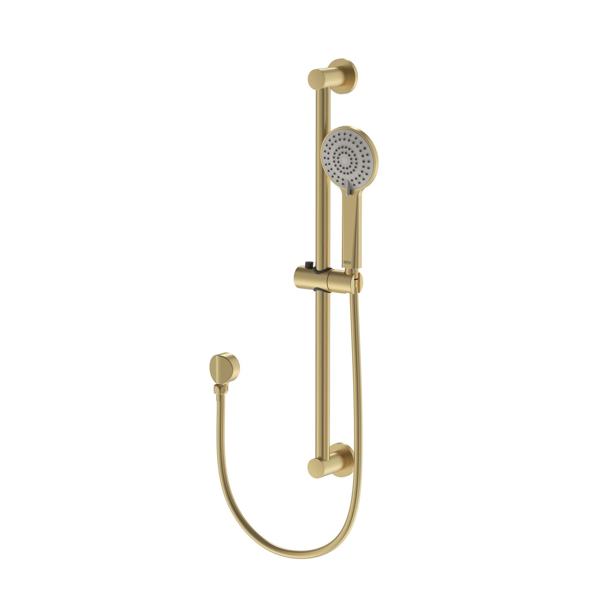 Bristan Round Riser Rail Shower Kit and Wall Outlet Brushed Brass RND KIT01 BB
