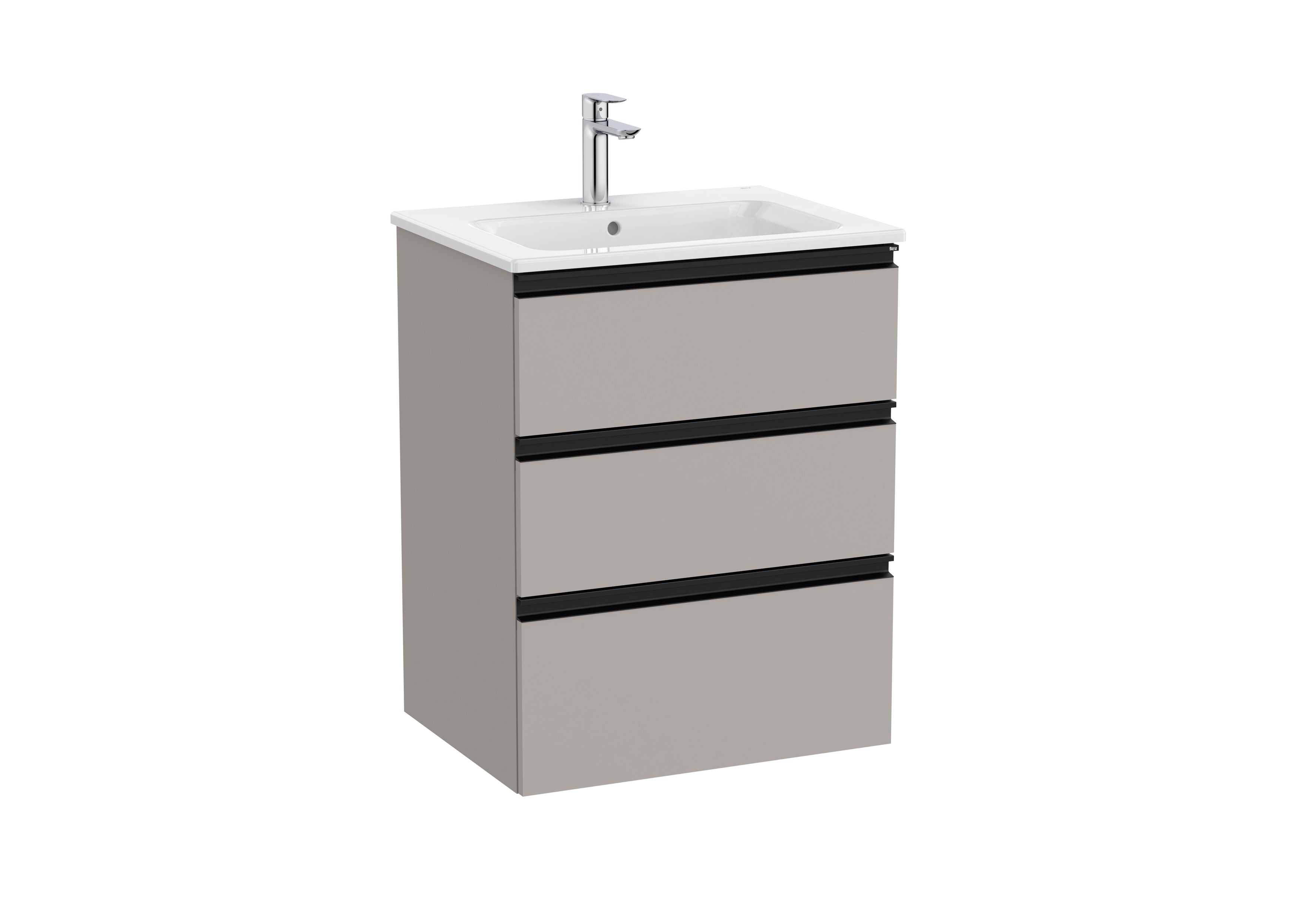 Roca The Gap Vanity Unit 3 Drawer 600mm Matt Grey