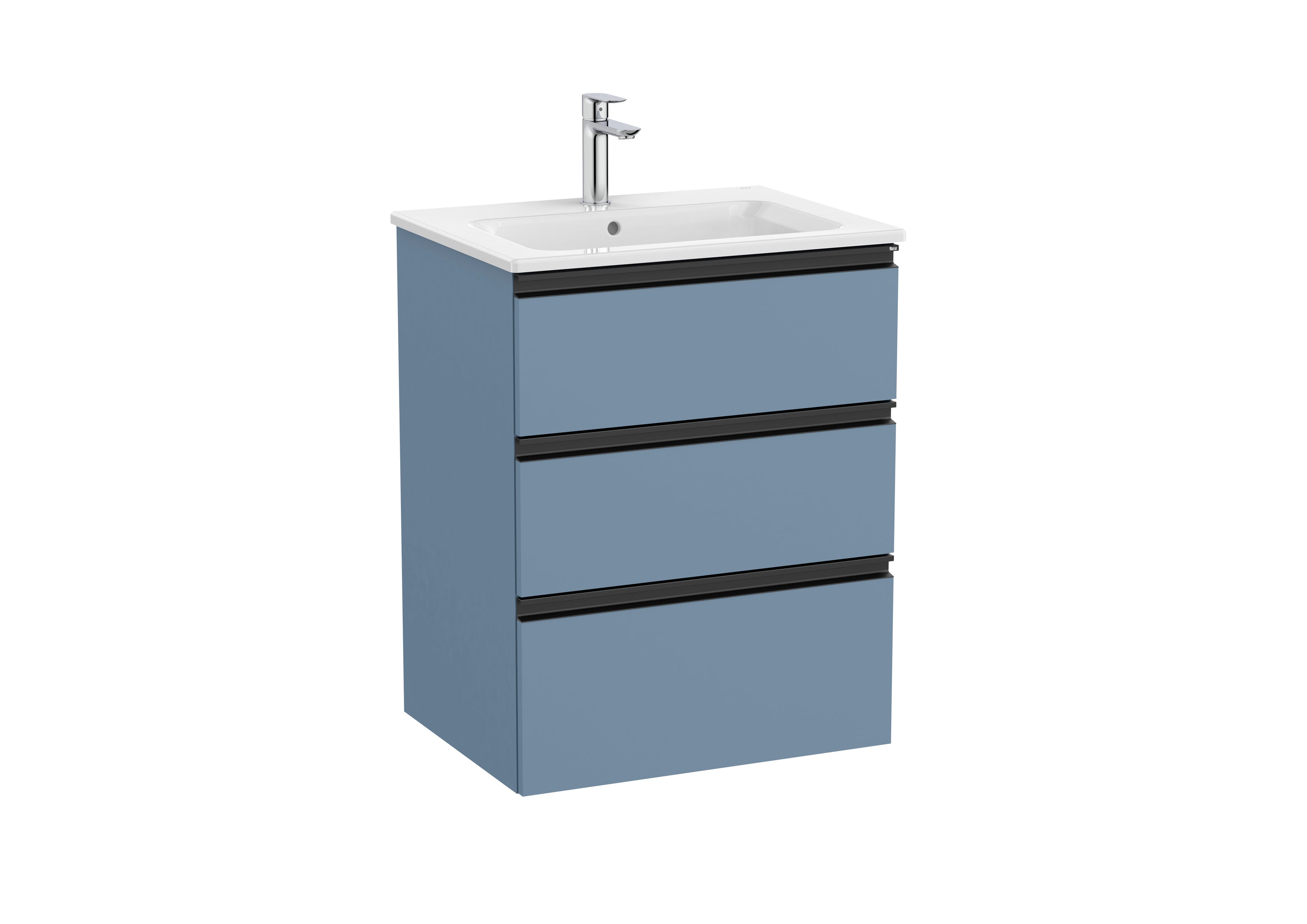 Roca The Gap Vanity Unit 3 Drawer 600mm Matt Blue