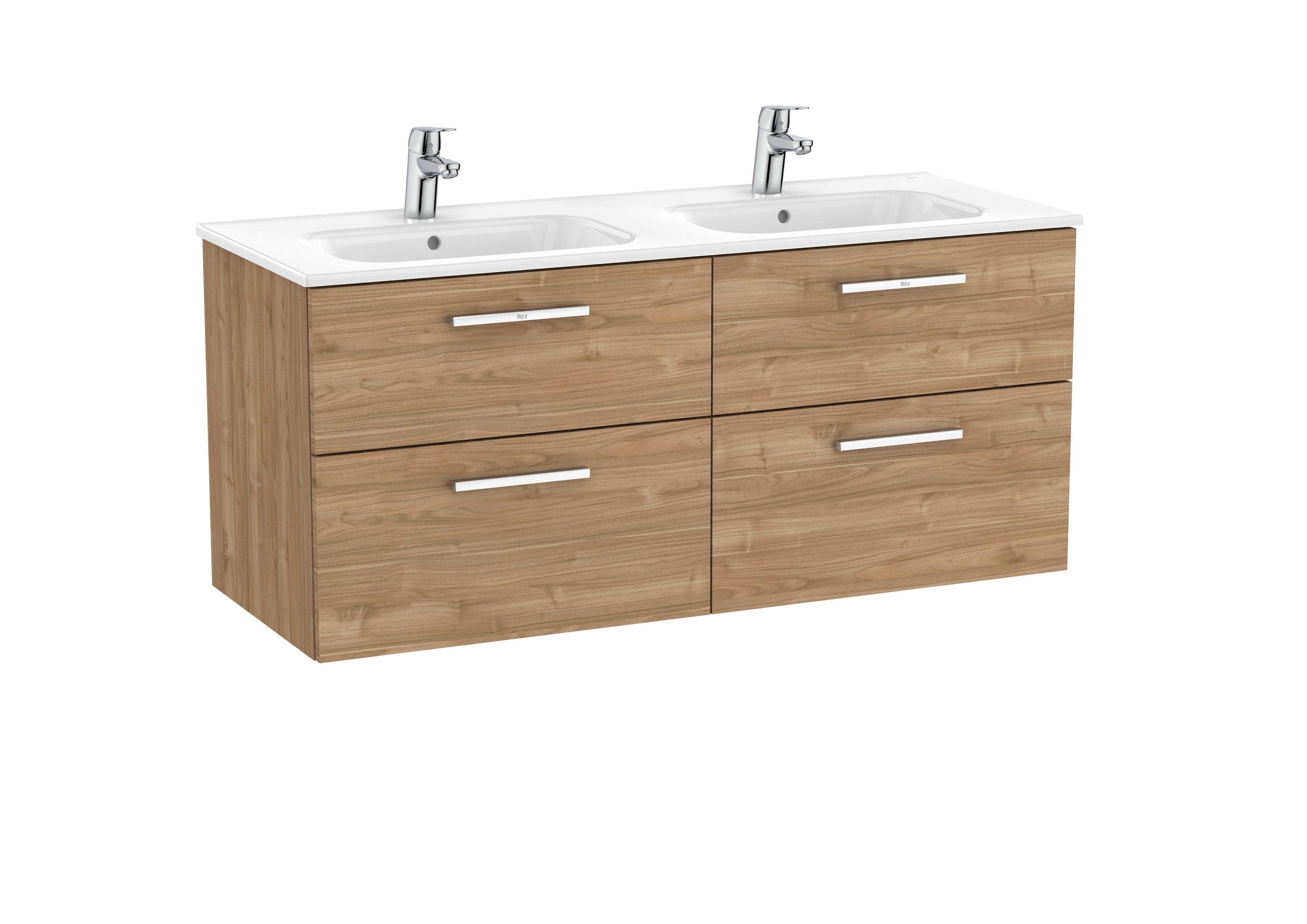 Roca 2 X 2 Drawer Vanity Unit & Basin 515(H) X 460Mm(D) 1200Mm(W) Walnut