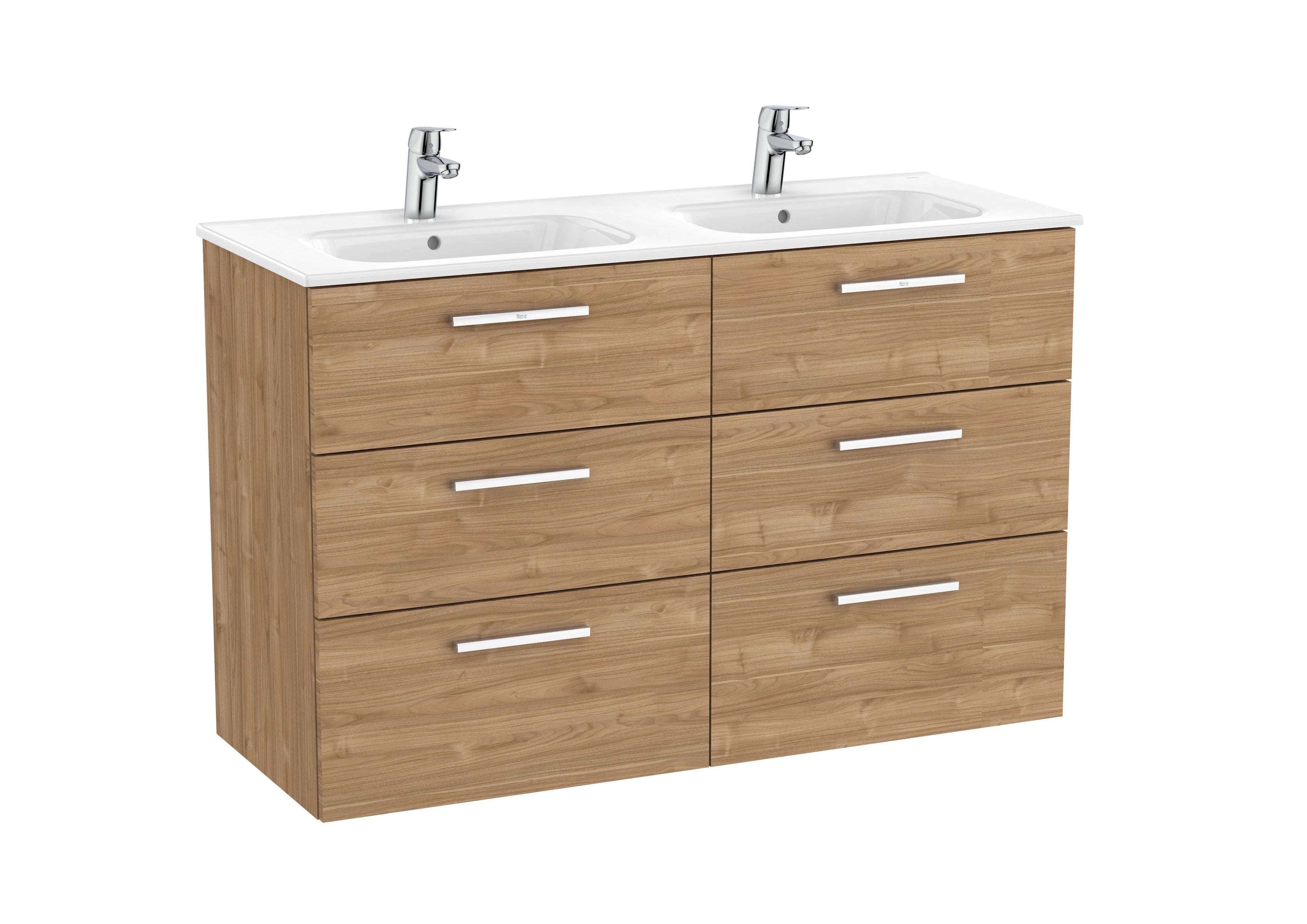 Roca 2 X 3 Drawer Vanity Unit & Basin 741(H) X 460Mm(D) 1200Mm(W) Walnut