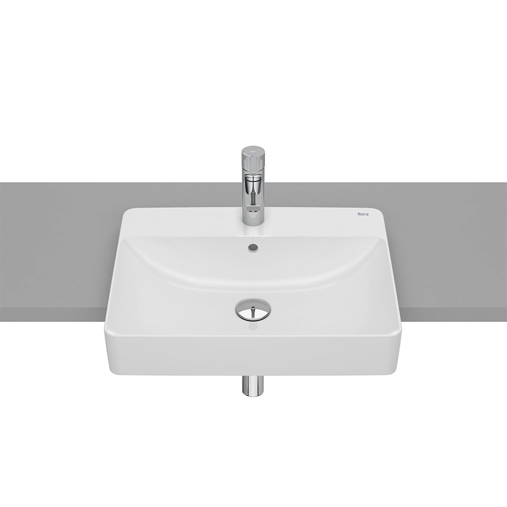 Roca Inspira Square Semi-recessed Basin 550 x 420mm - 1 Tap Holes