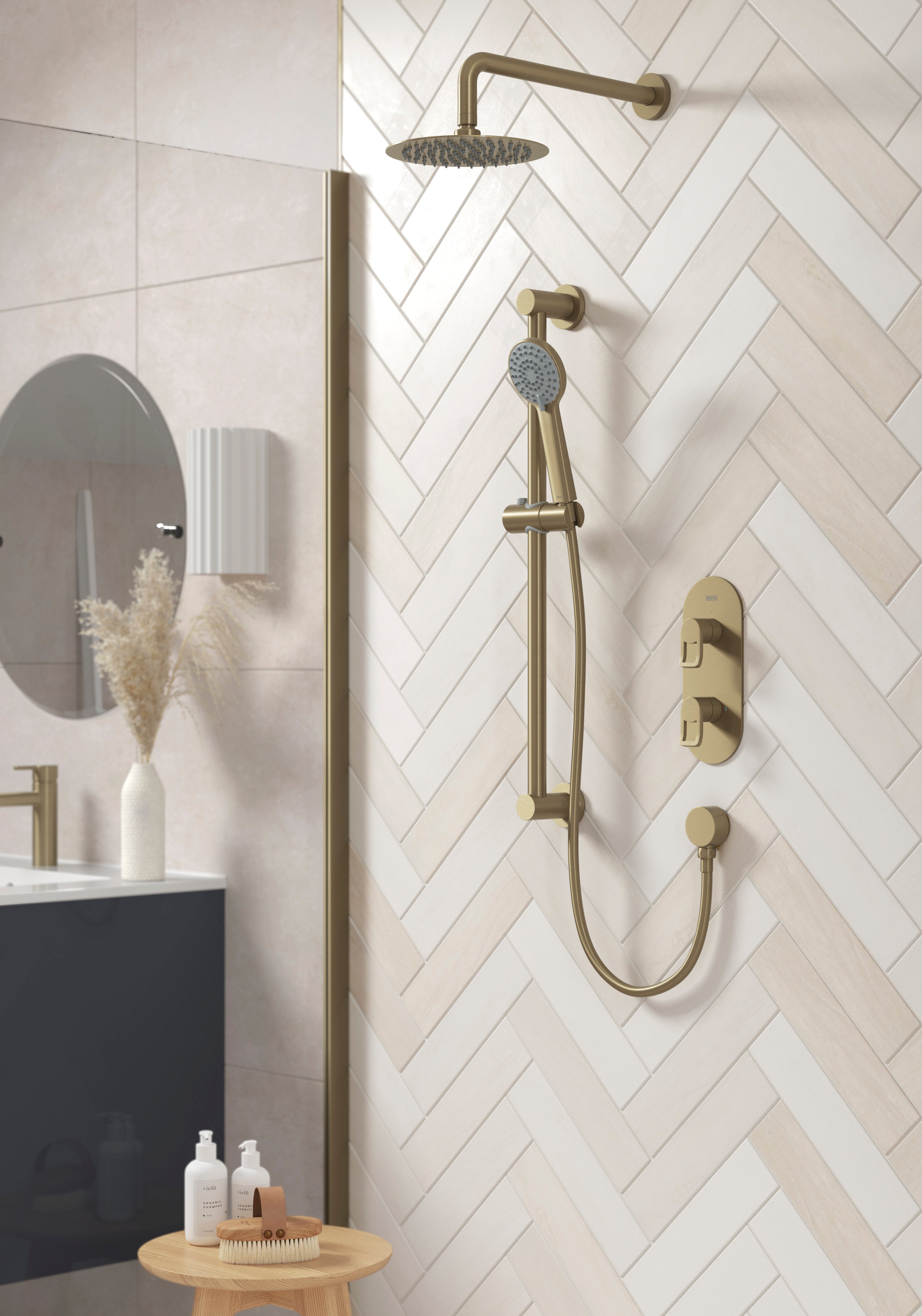 Bristan Saffron Brushed Brass Concealed Dual Control Shower Pack SAFFRON BB SHWR PK.