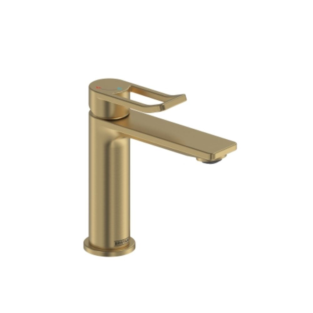Bristan Saffron Eco Start Basin Mixer Tap with Clicker Waste Brushed Brass SAF ES BAS BB