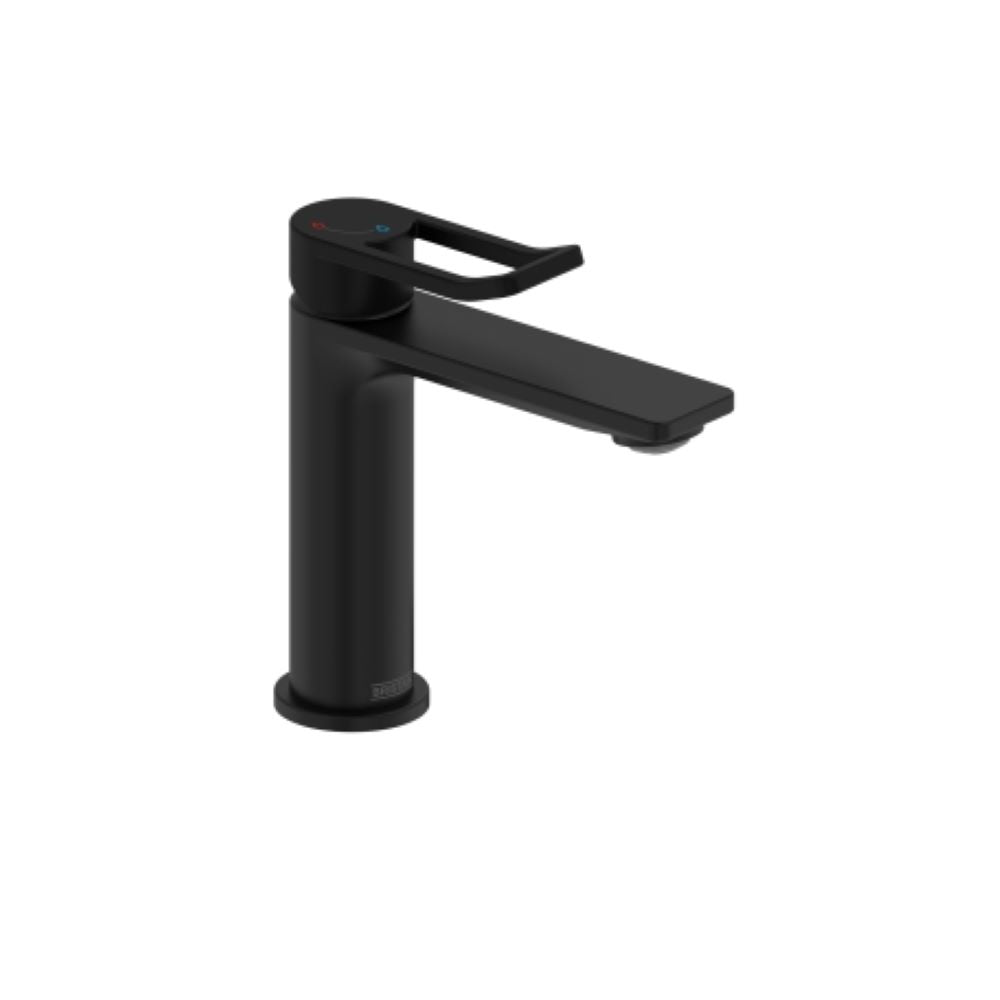 Bristan Saffron Eco Start Basin Mixer Tap with Clicker Waste Black SAF ES BAS BLK