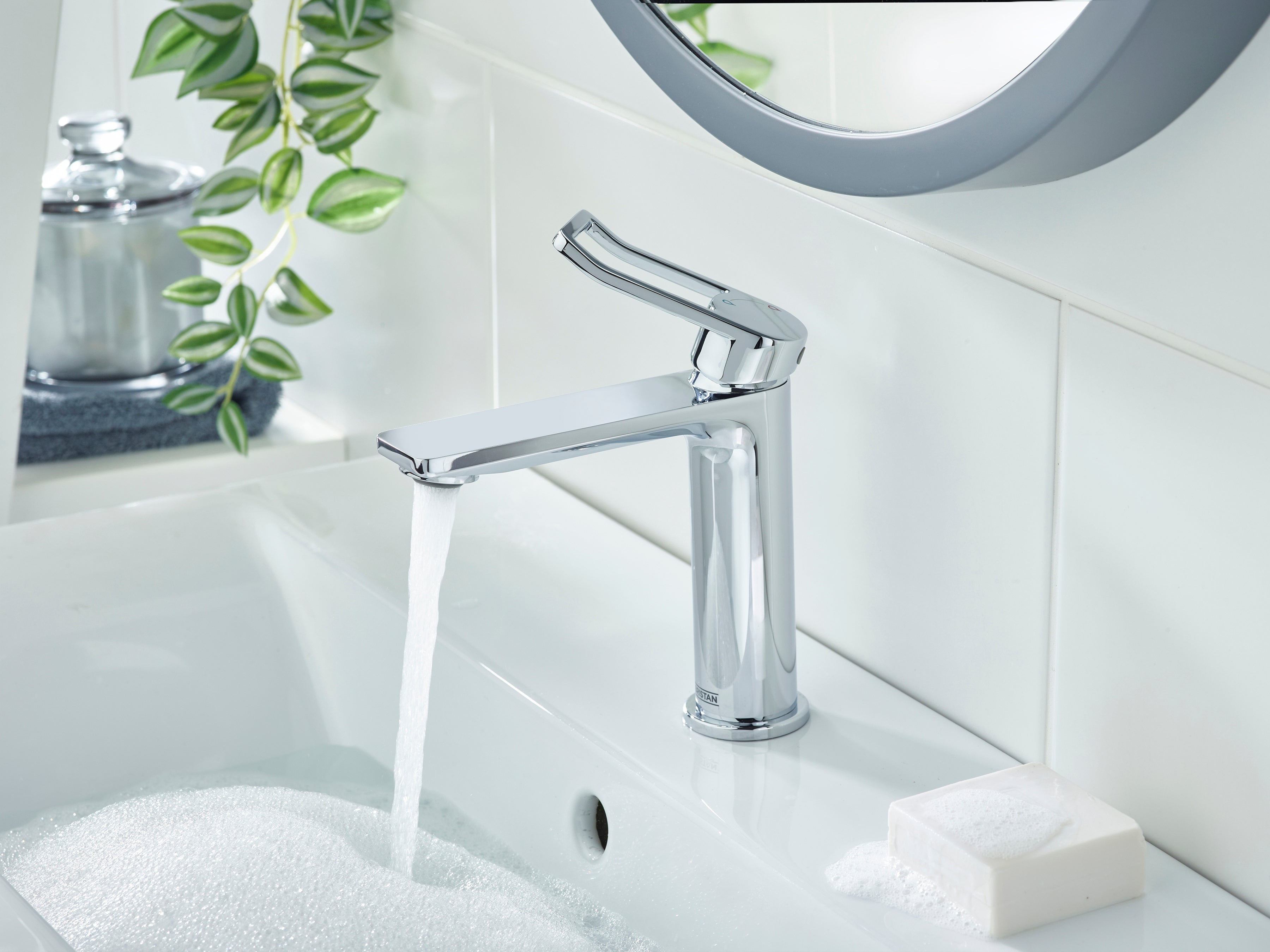 Bristan Saffron Eco Start Basin Mixer Tap with Clicker Waste Chrome SAF ES BAS C