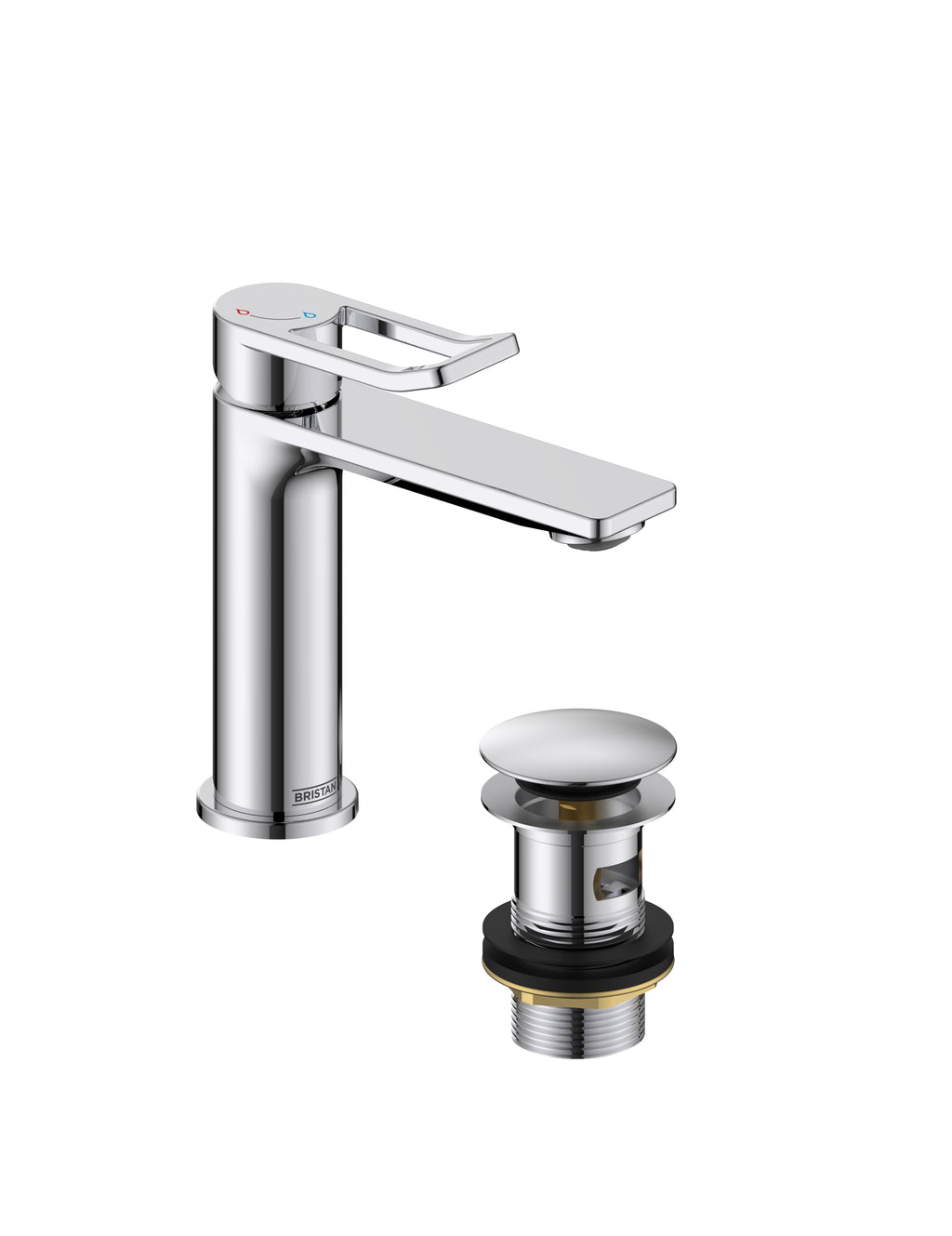 Bristan Saffron Eco Start Basin Mixer Tap with Clicker Waste Chrome SAF ES BAS C