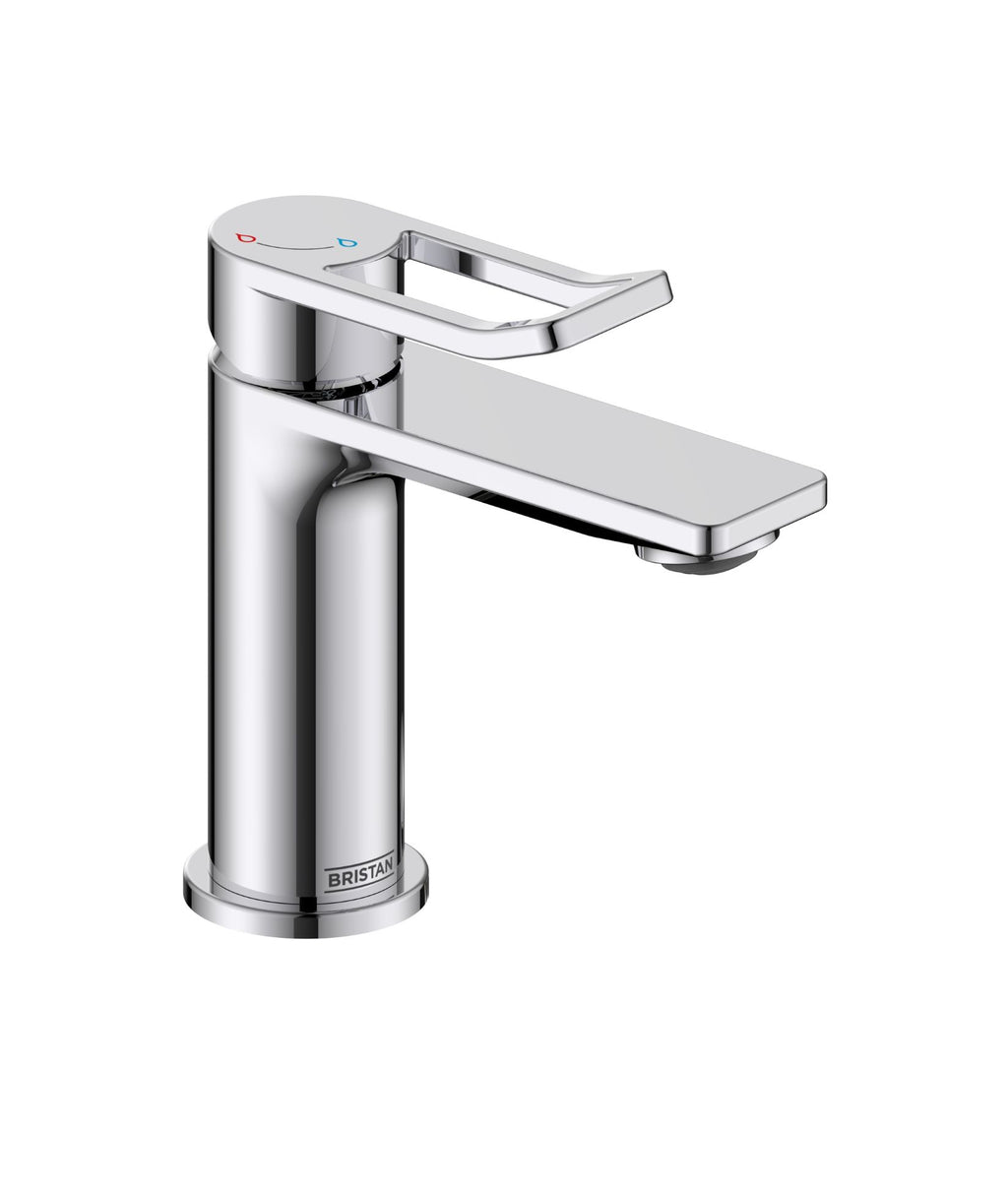 Bristan Saffron Eco start Small Basin Mixer Tap with Clicker Waste Chrome SAF ES SMBAS C