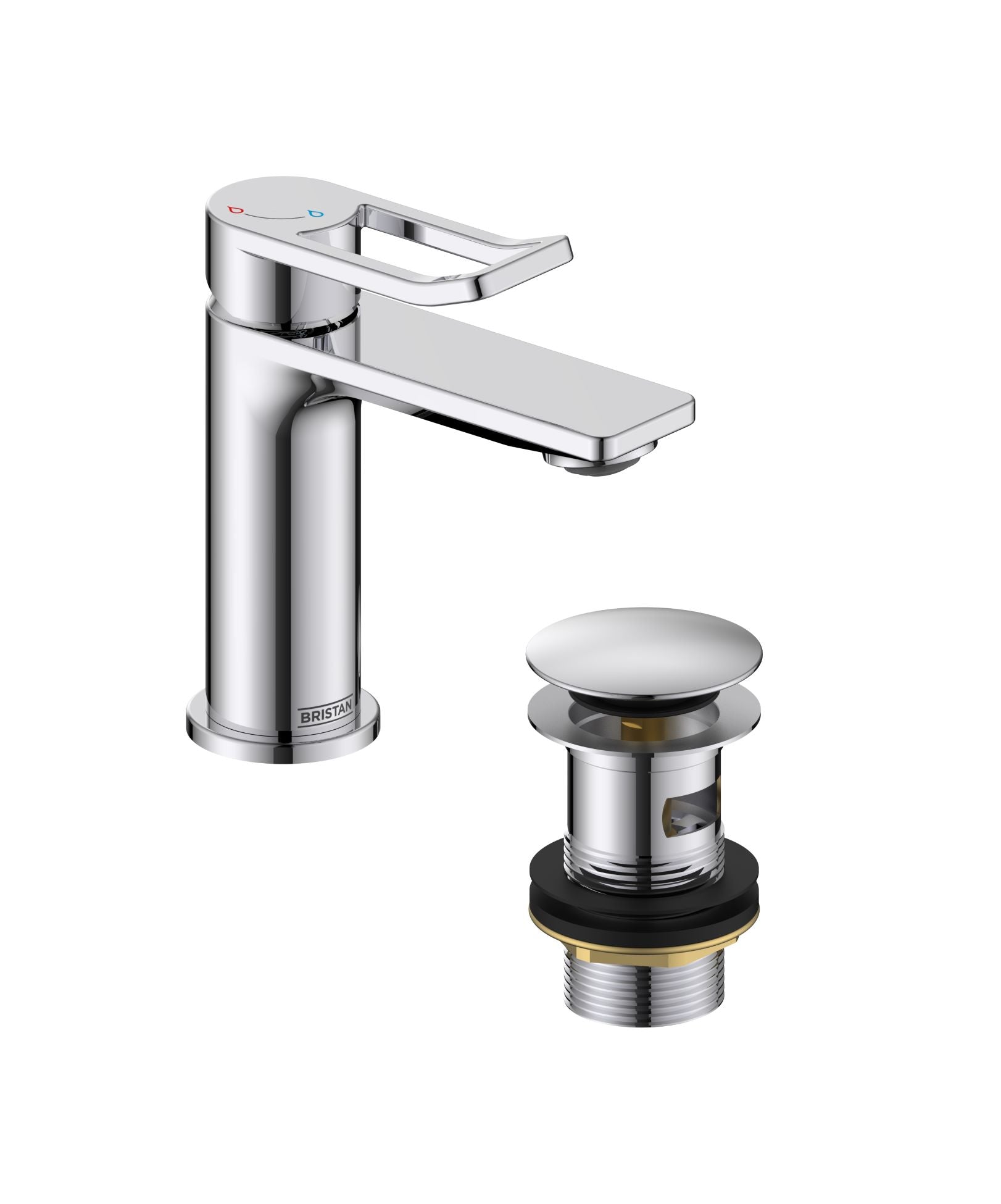 Bristan Saffron Eco start Small Basin Mixer Tap with Clicker Waste Chrome SAF ES SMBAS C