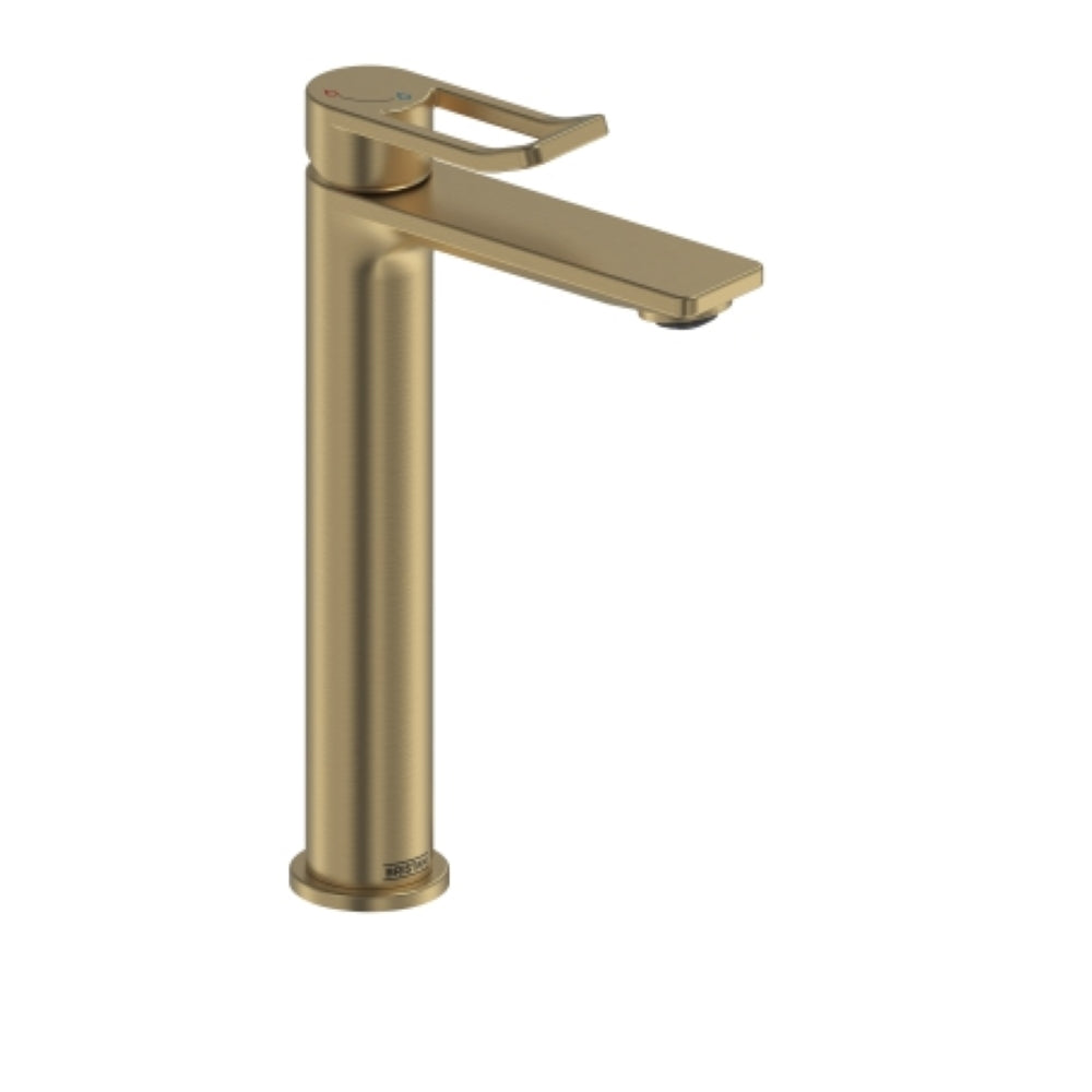 Bristan Saffron Eco start Tall Basin Mixer Tap with Clicker Waste Brushed Brass SAF ES TLBAS BB