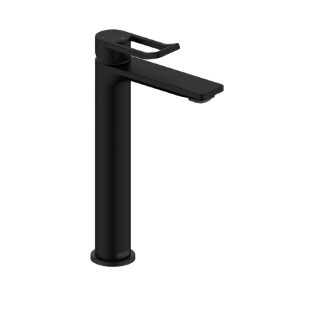 Bristan Saffron Eco start Tall Basin Mixer Tap with Clicker Waste Black SAF ES TLBAS BLK
