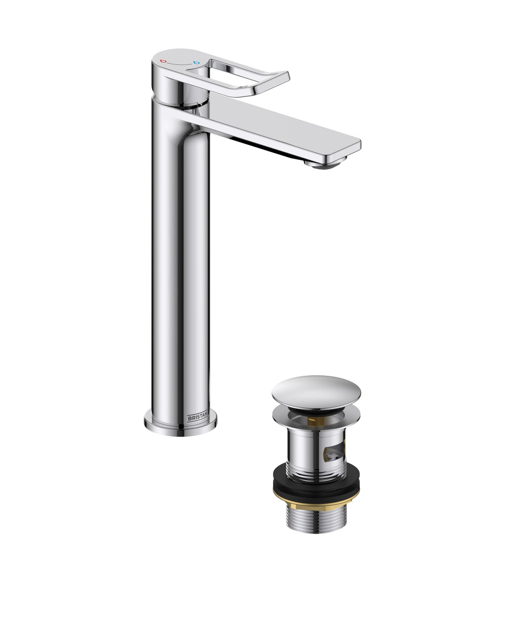 Bristan Saffron Eco start Tall Basin Mixer Tap with Clicker Waste Chrome SAF ES TLBAS C