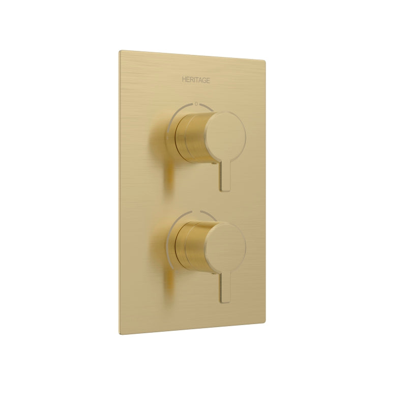 Heritage Dartmouth 2 Outlet 2 Handle Concealed Thermostatic Valve Brushed Brass