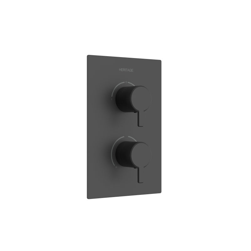 Heritage Dartmouth 2 Outlet 2 Handle Concealed Thermostatic Valve Matt Black