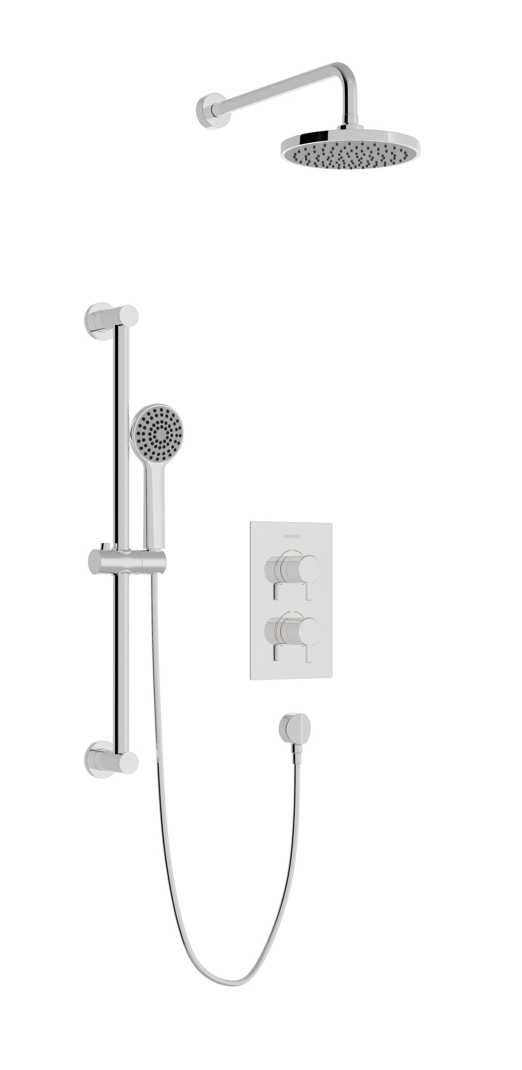 Heritage Dartmouth Concealed 2 Outlet 2 Handle Thermostatic Valve with Fixed Head and Flexible Kit Chrome