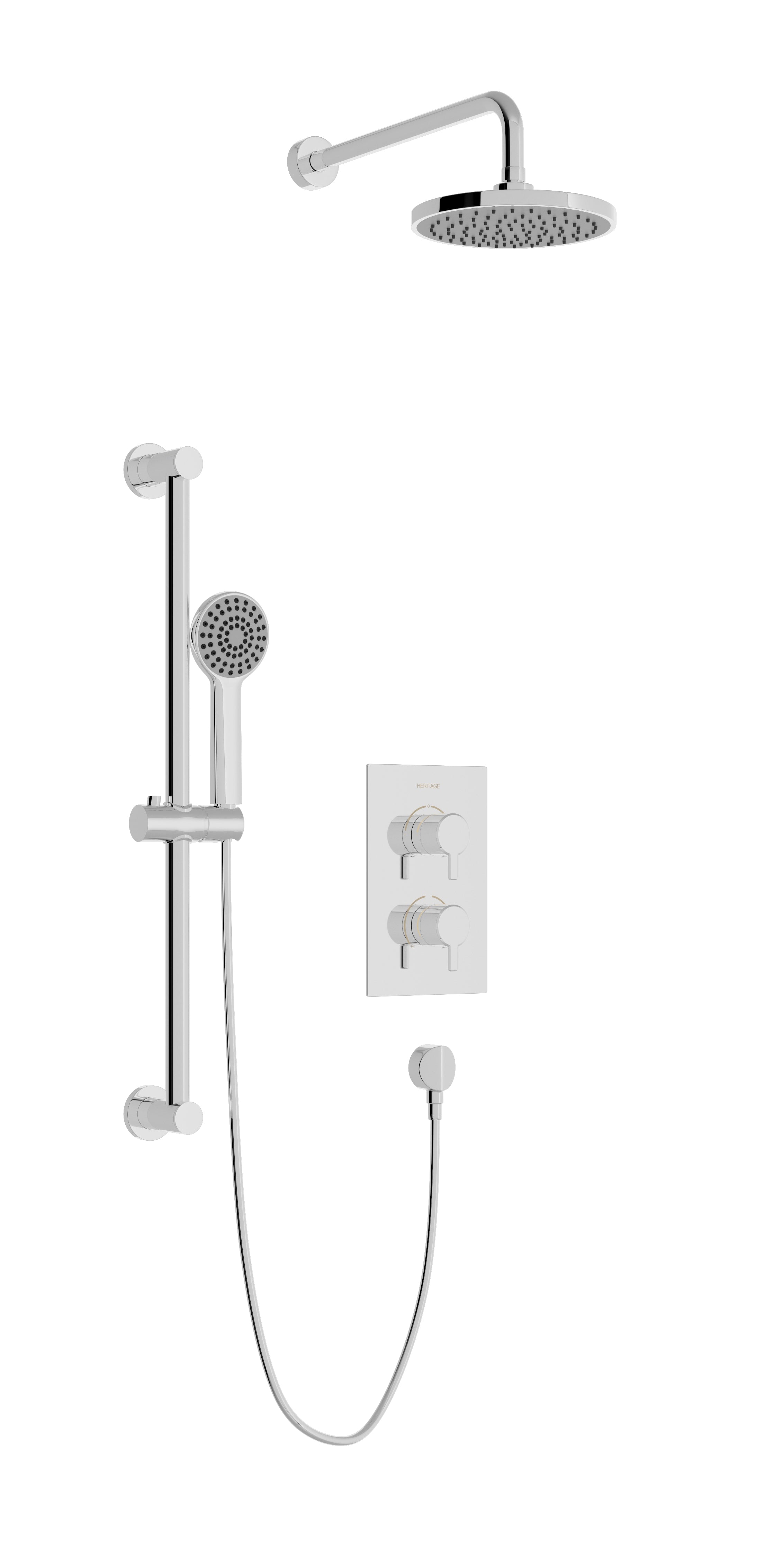 Heritage Dartmouth Concealed 2 Outlet 2 Handle Thermostatic Valve with Fixed Head and Flexible Kit Chrome