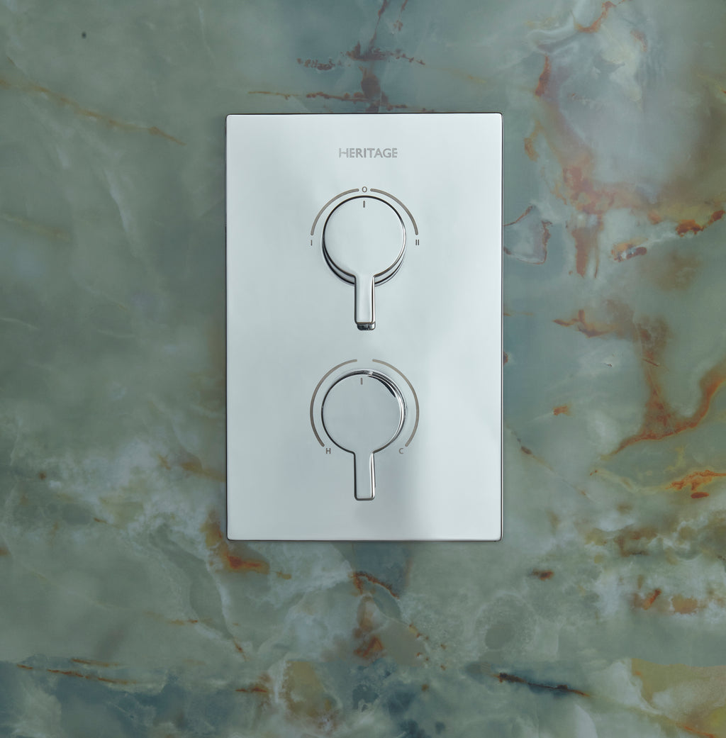 Heritage Dartmouth Concealed 2 Outlet 2 Handle Thermostatic Valve with Fixed Head and Flexible Kit Chrome