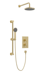 Heritage Dartmouth Concealed 2 Outlet 2 Handle Thermostatic Valve with Fixed Head and Flexible Kit Brushed Brass
