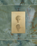 Heritage Dartmouth Concealed 2 Outlet 2 Handle Thermostatic Valve with Fixed Head and Flexible Kit Brushed Brass