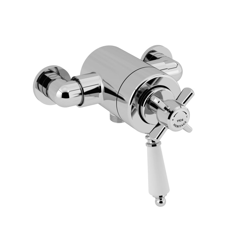 Heritage Dawlish Exposed Shower Valve with Bottom Outlet Connection Chrome