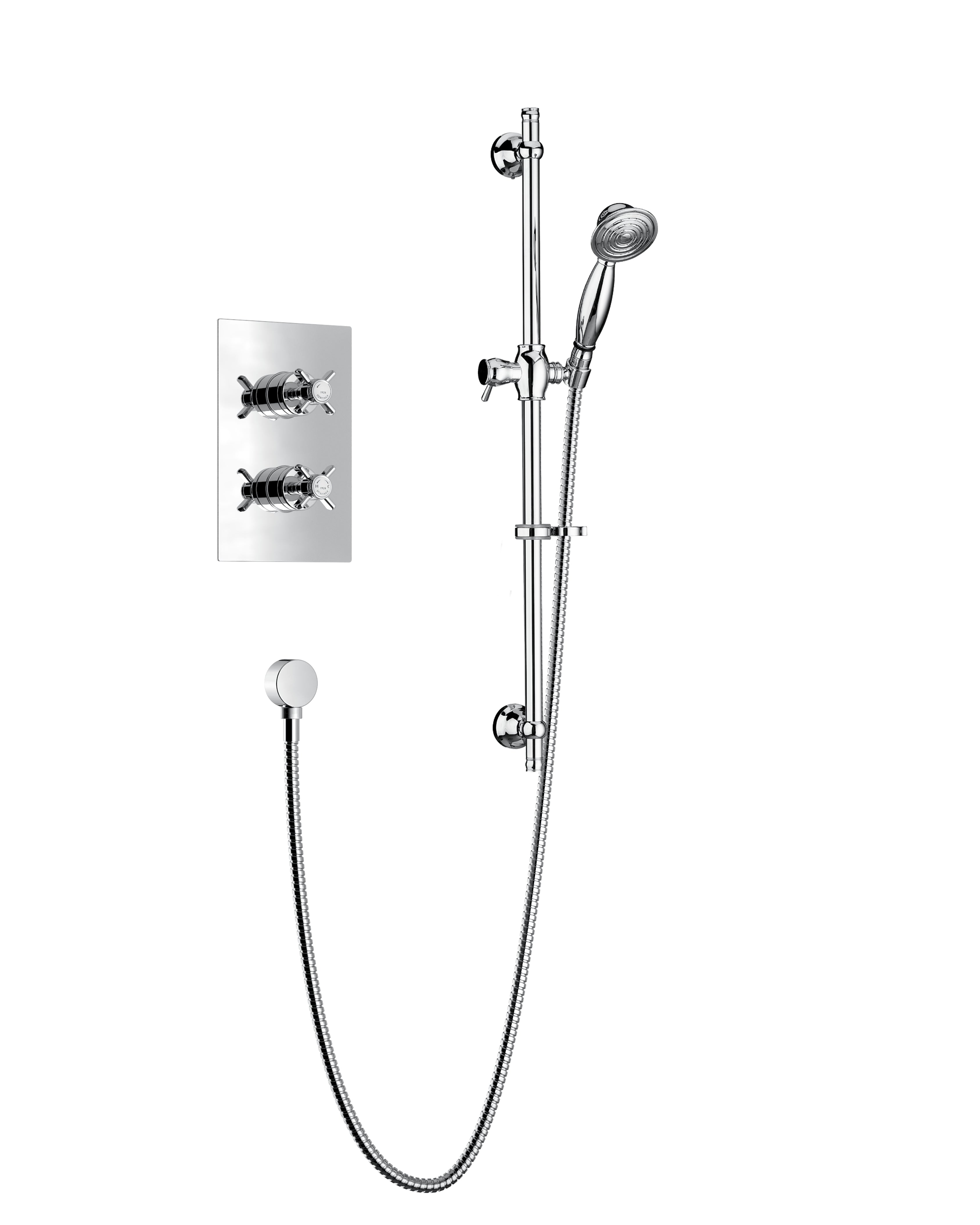 Heritage Bathrooms Dawlish Recessed Shower with Premium Flexible Riser Kit Chrome
