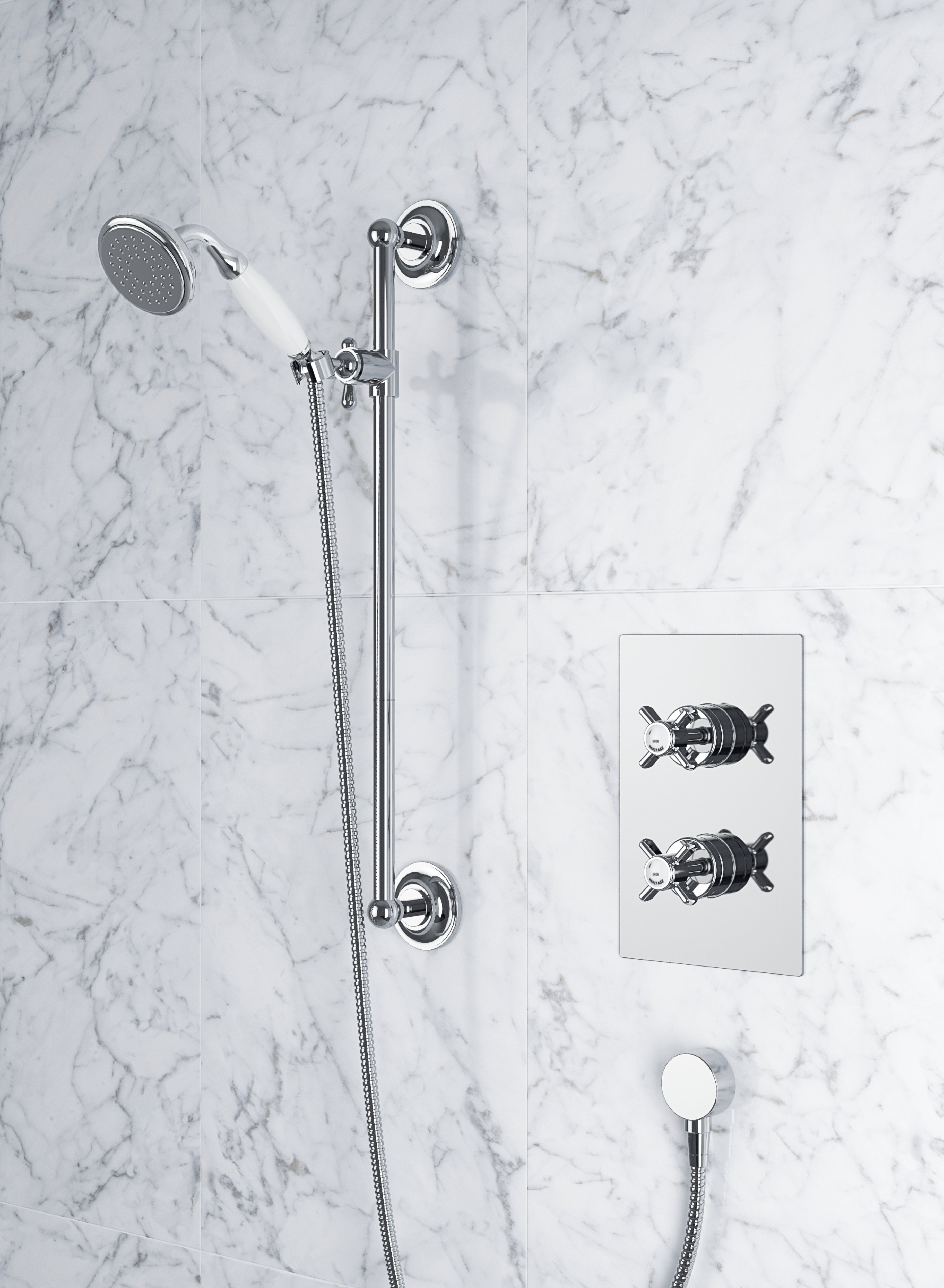 Heritage Bathrooms Dawlish Recessed Shower with Premium Flexible Riser Kit Chrome