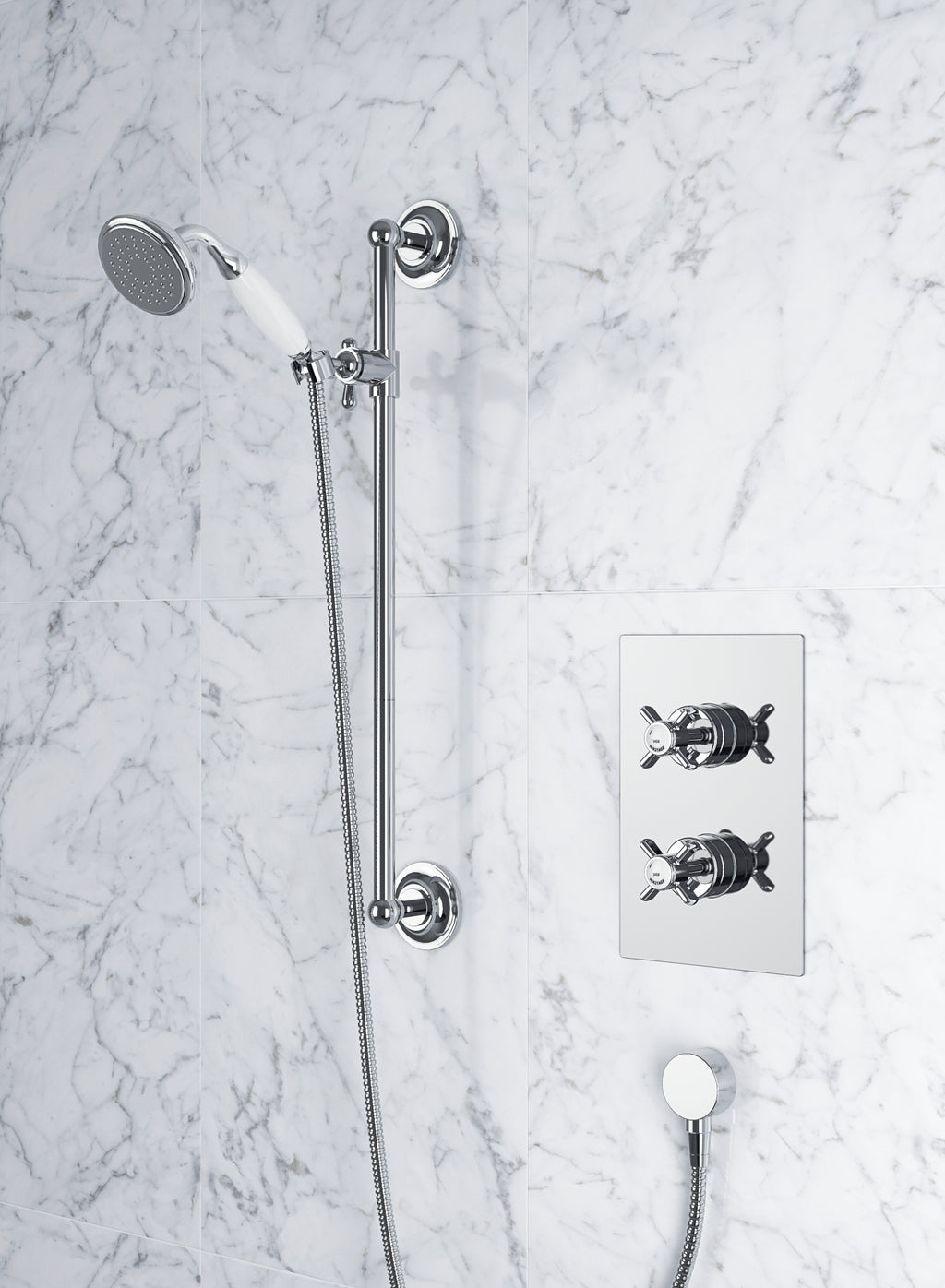 Heritage Bathrooms Dawlish Recessed Shower with Premium Flexible Riser Kit Chrome