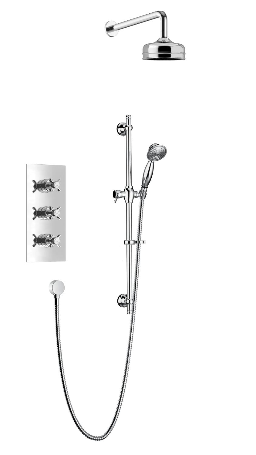 Heritage Dawlish Concealed Shower with Premium Fixed Head and Flexible Kit Chrome