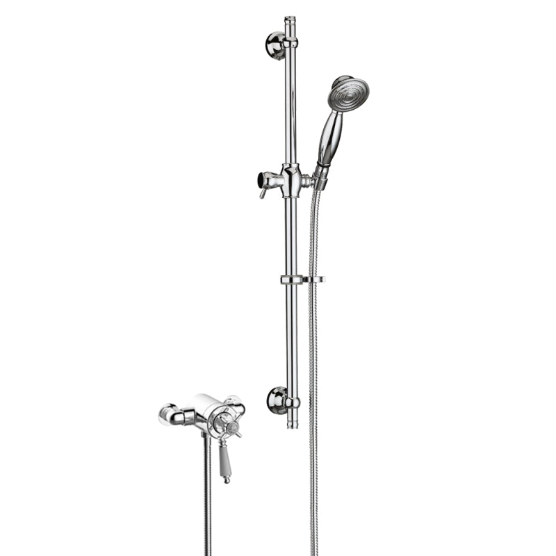 Heritage Dawlish Exposed Thermostatic Dual Control Shower Valve with Premium Flexible Riser Kit Chrome