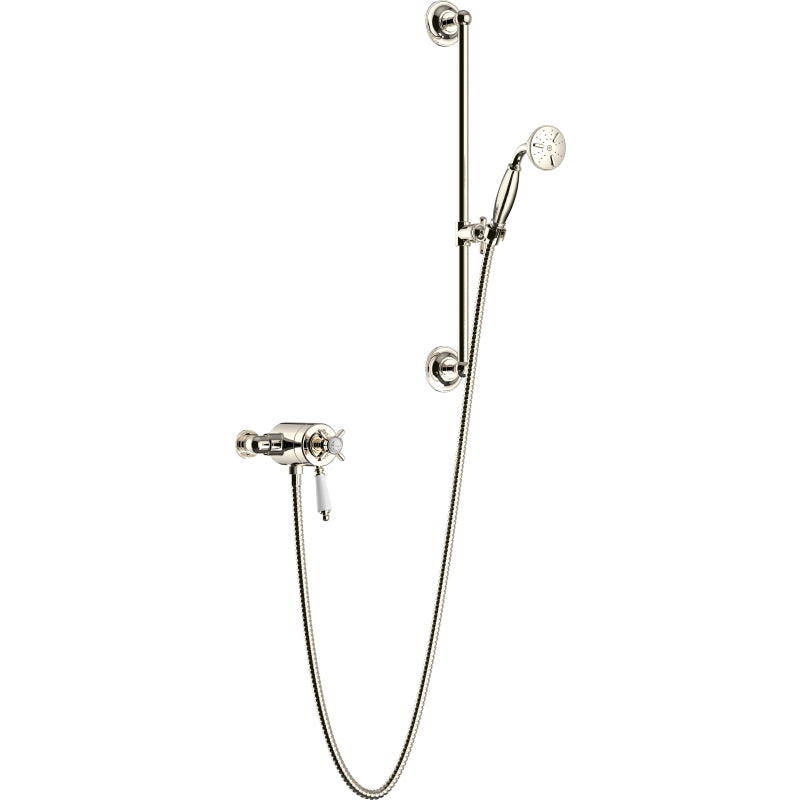 Heritage Dawlish Exposed Thermostatic Dual Control Shower Valve with Premium Flexible Riser Kit Vintage Gold