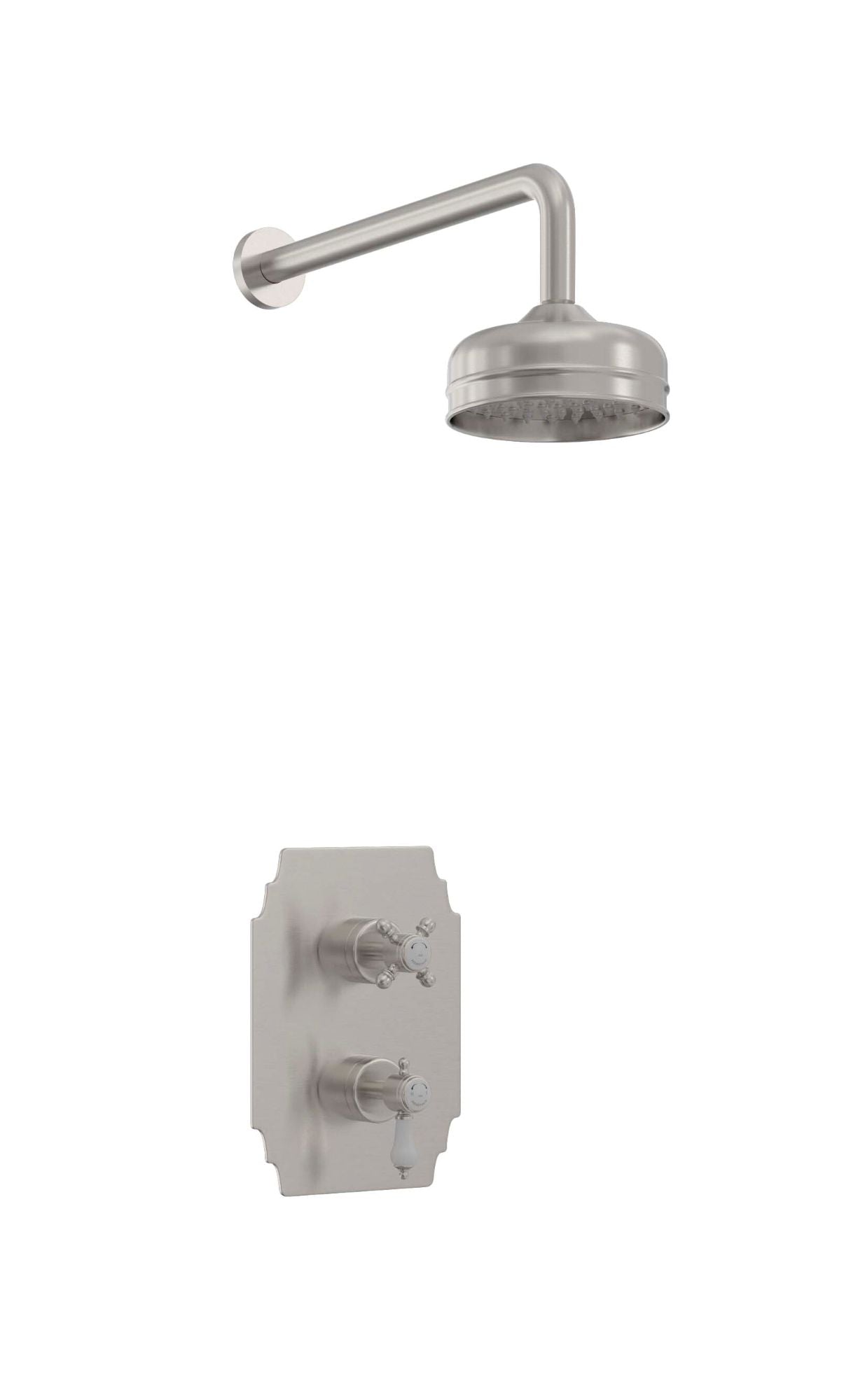 Heritage Glastonbury Recessed Thermostatic Dual Control Shower Valve with Premium Fixed Head Kit Brushed Nickel