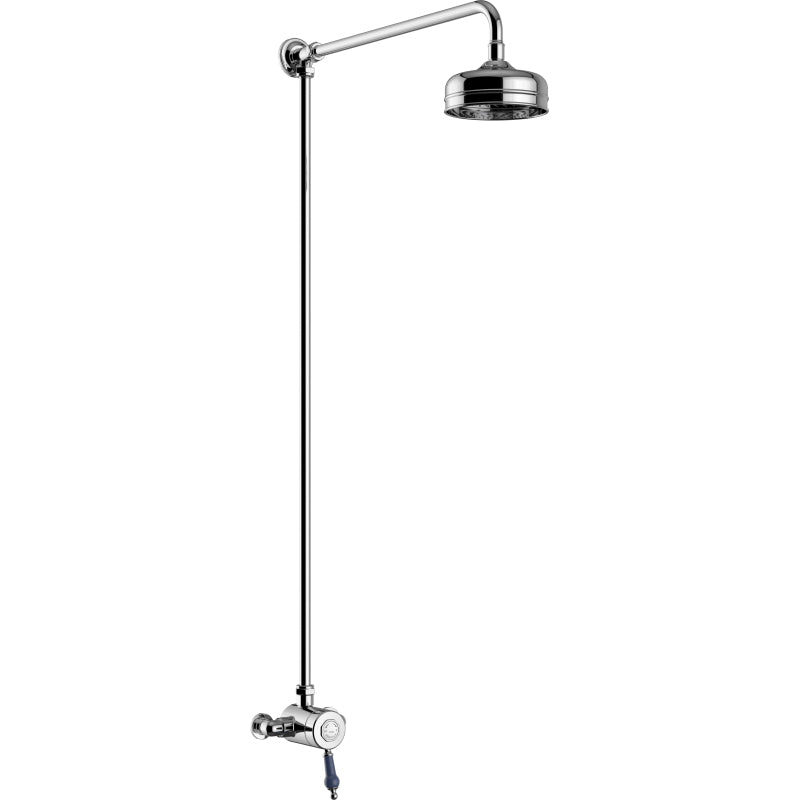Heritage Glastonbury Exposed Shower with Midnight Blue Handles and Premium Fixed Riser Kit
