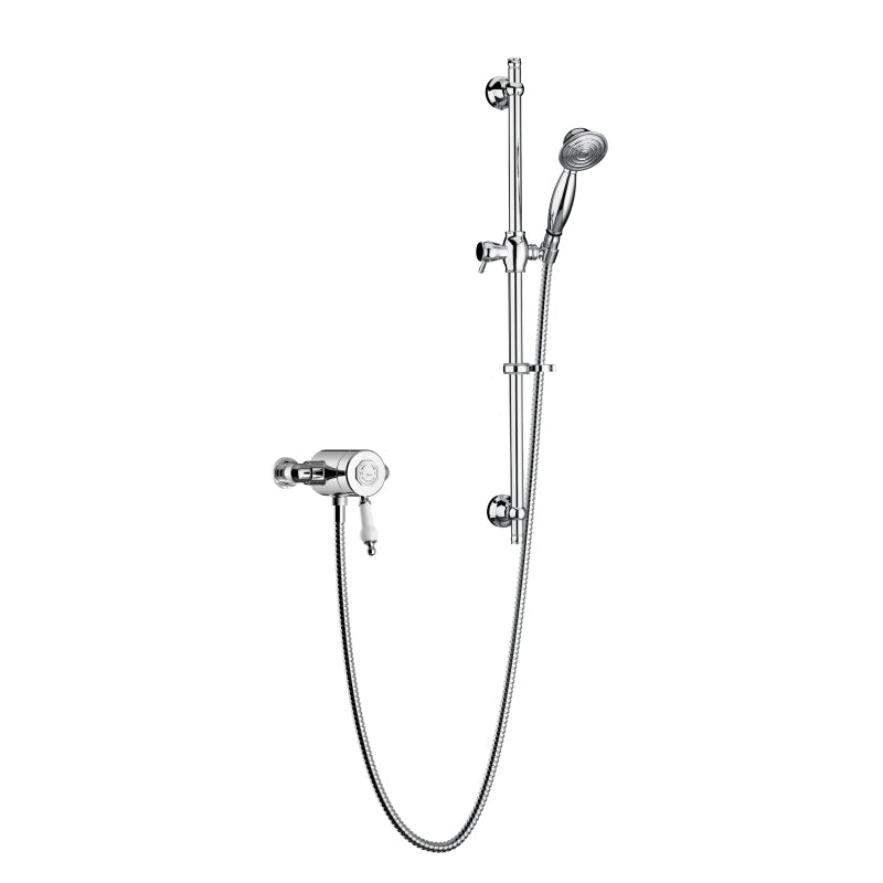 Heritage Glastonbury Exposed Thermostatic Single Control Shower Valve with Premium Flexible Riser Kit Chrome