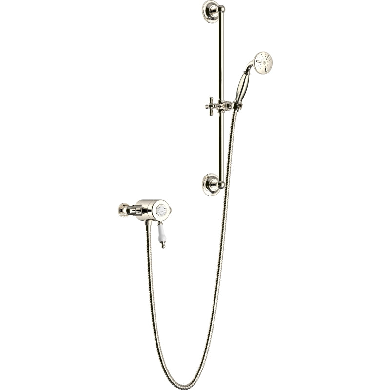 Heritage Glastonbury Exposed Thermostatic Single Control Shower Valve with Premium Flexible Riser Kit Vintage Gold