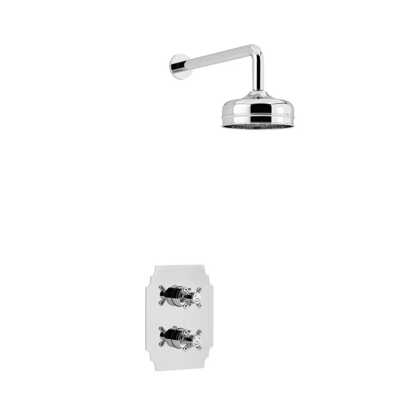 Heritage Hartlebury Recessed Thermostatic Dual Control Shower Valve with Premium Fixed Head Kit Chrome