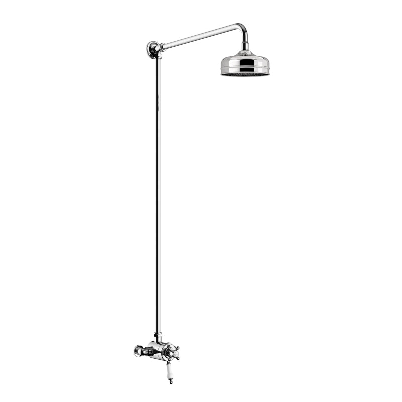 Heritage Hartlebury Exposed Single Outlet Shower with Premium Fixed Shower Head Chrome