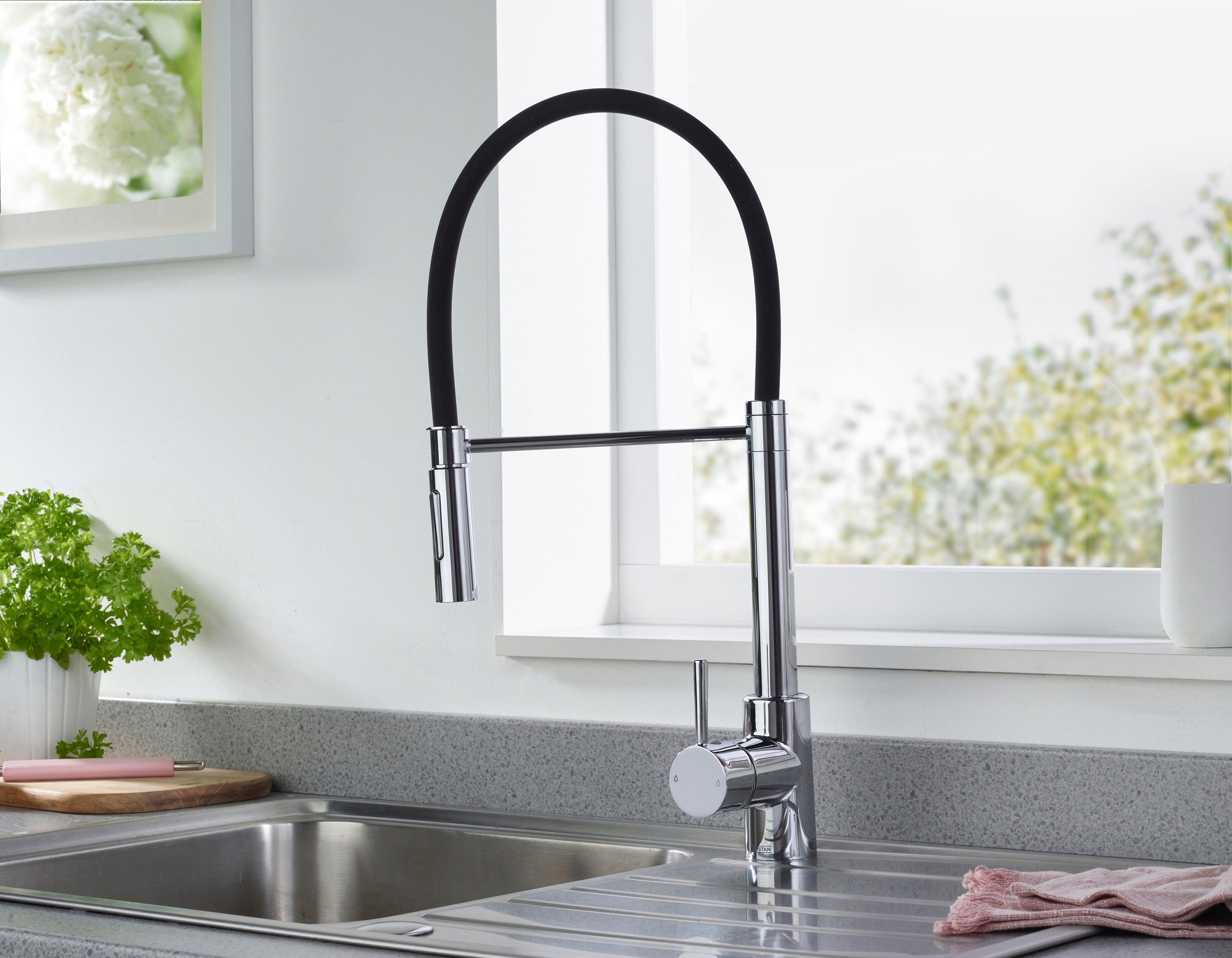 Bristan Silhouette Pairofessional Kitchen Sink Mixer Tap with pull-down hose Chrome SI PROSNK C