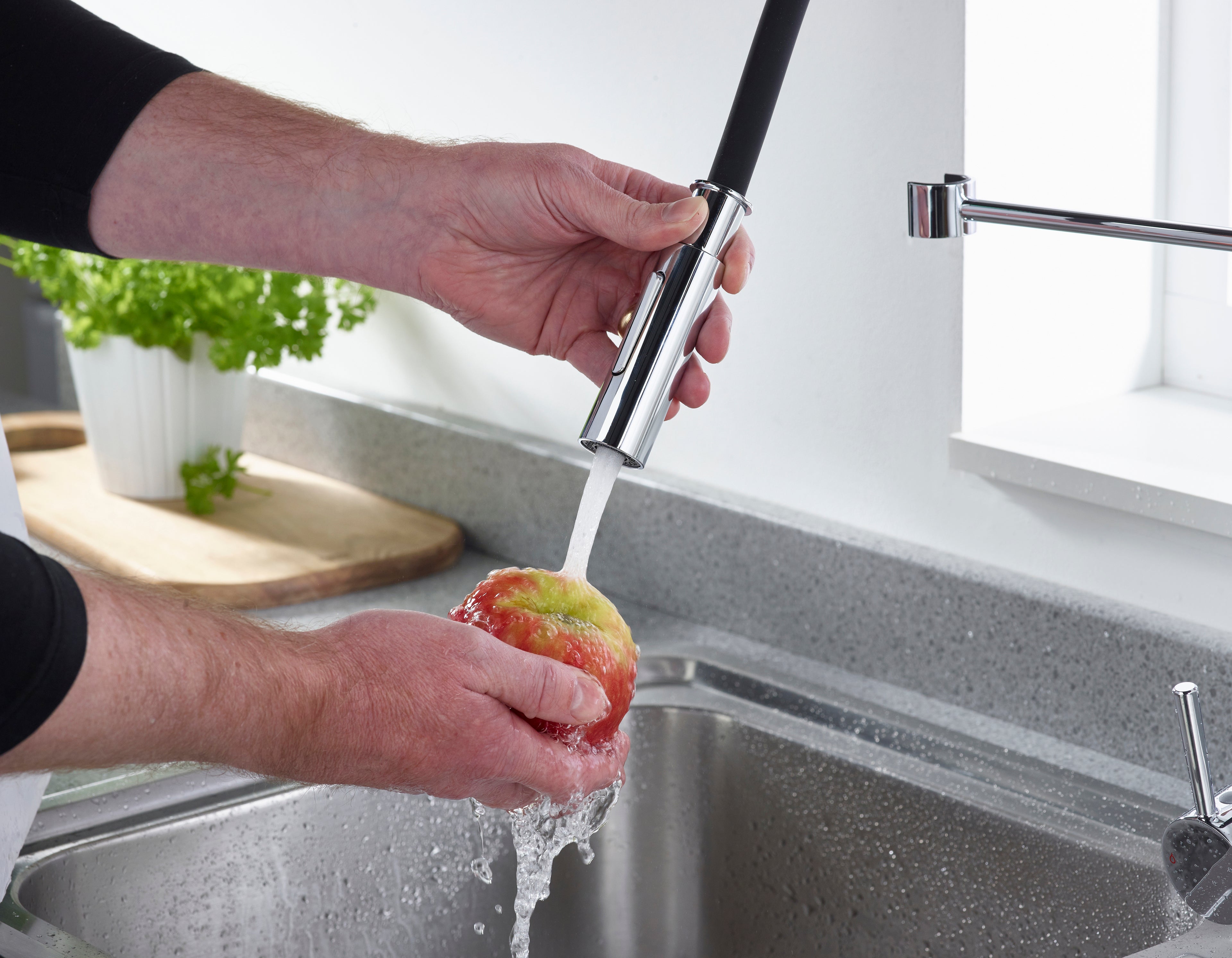 Bristan Silhouette Pairofessional Kitchen Sink Mixer Tap with pull-down hose Chrome SI PROSNK C