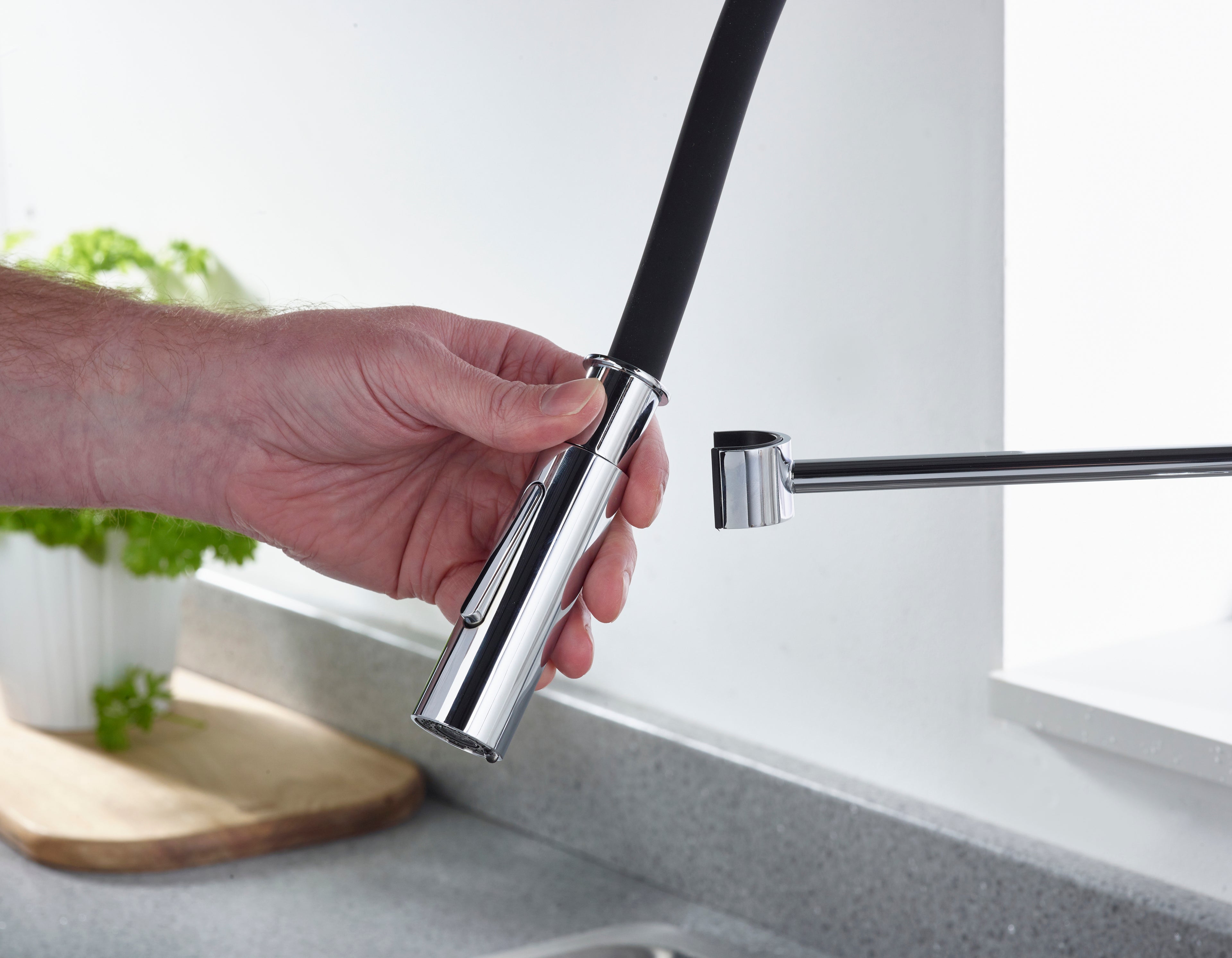 Bristan Silhouette Pairofessional Kitchen Sink Mixer Tap with pull-down hose Chrome SI PROSNK C