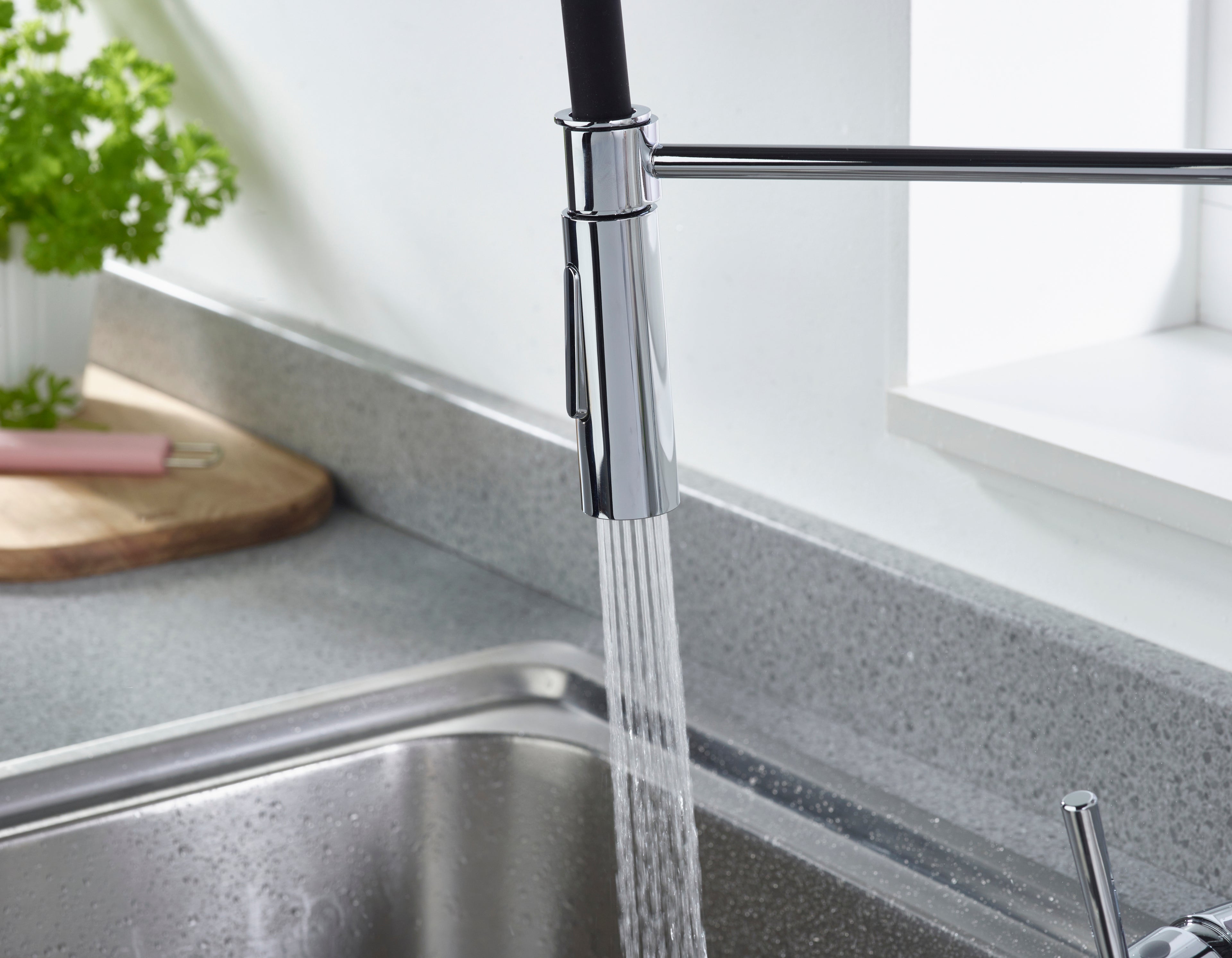 Bristan Silhouette Pairofessional Kitchen Sink Mixer Tap with pull-down hose Chrome SI PROSNK C