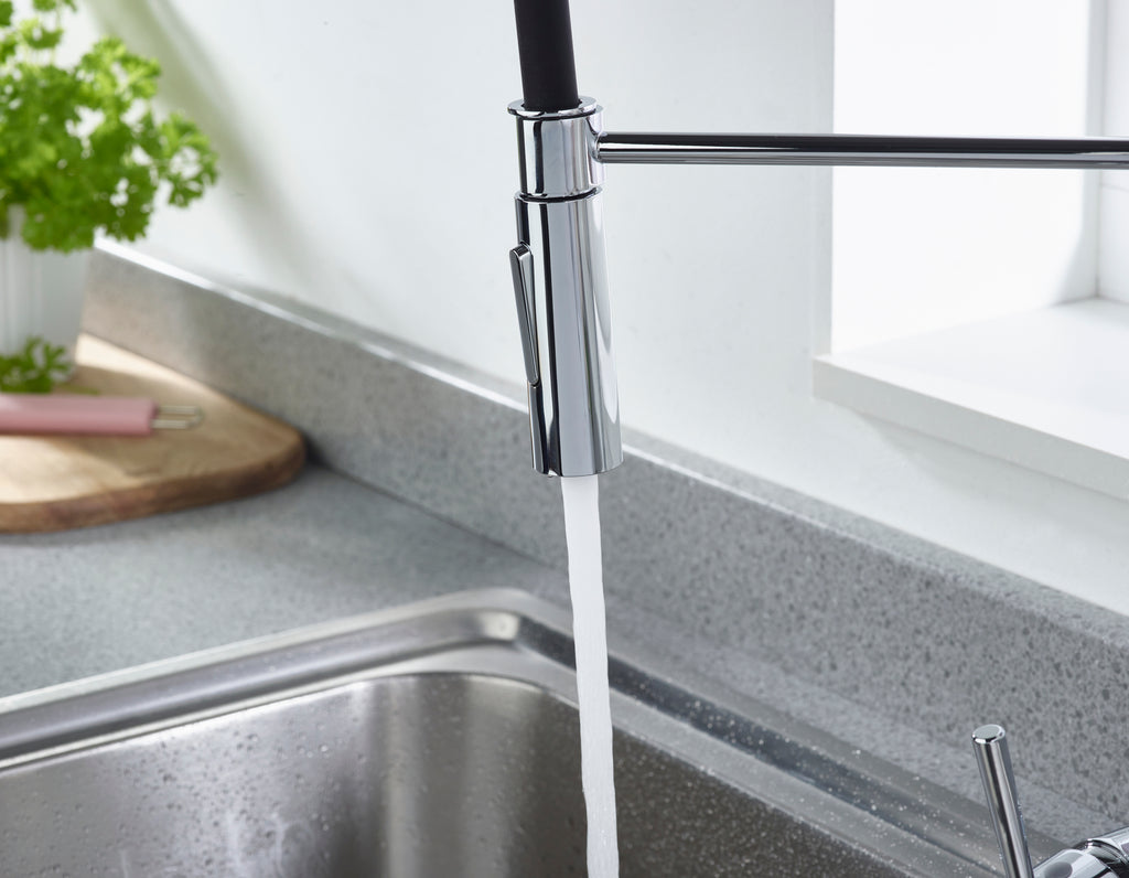 Bristan Silhouette Pairofessional Kitchen Sink Mixer Tap with pull-down hose Chrome SI PROSNK C